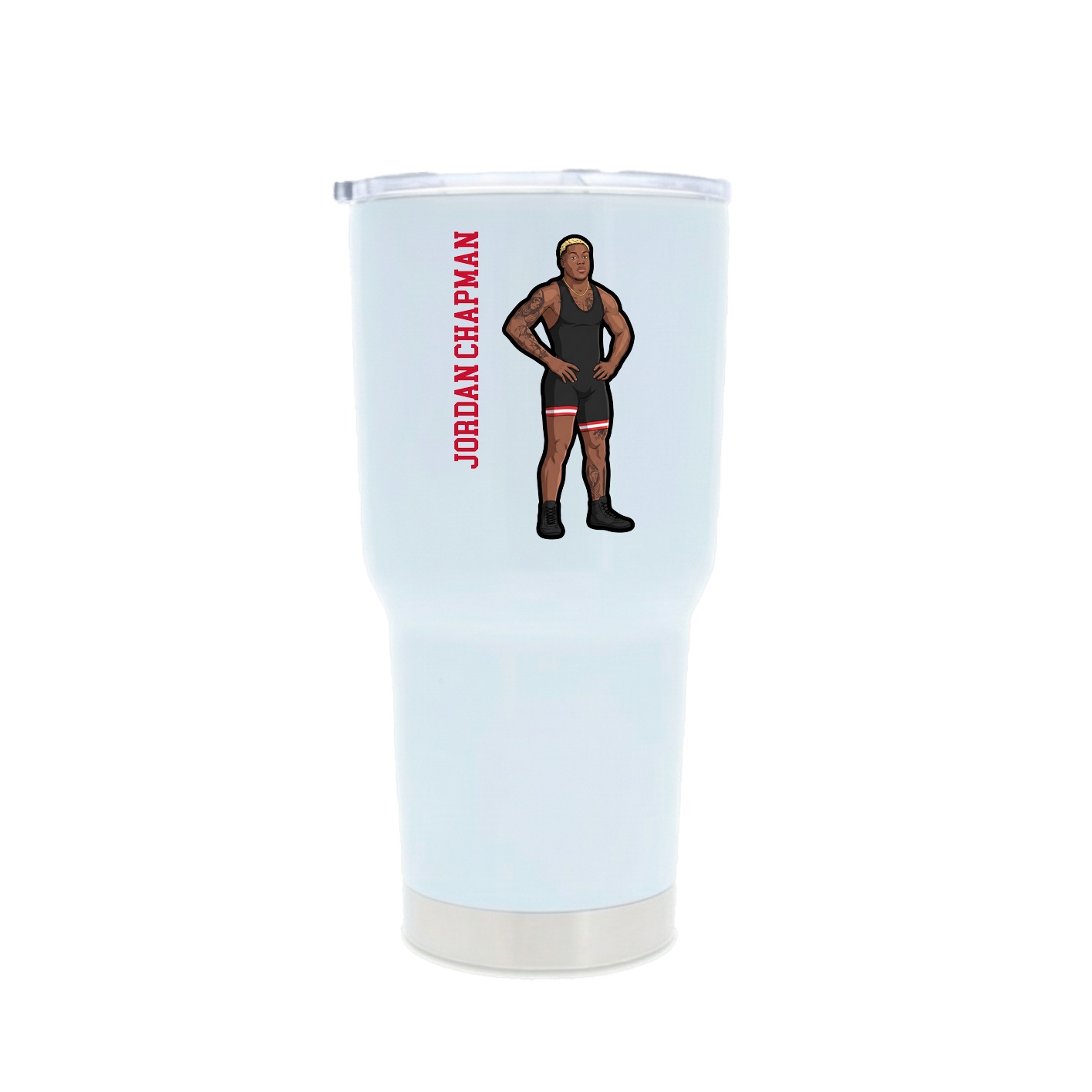 30oz Stainless Steel Tumbler — Name Vertical in White