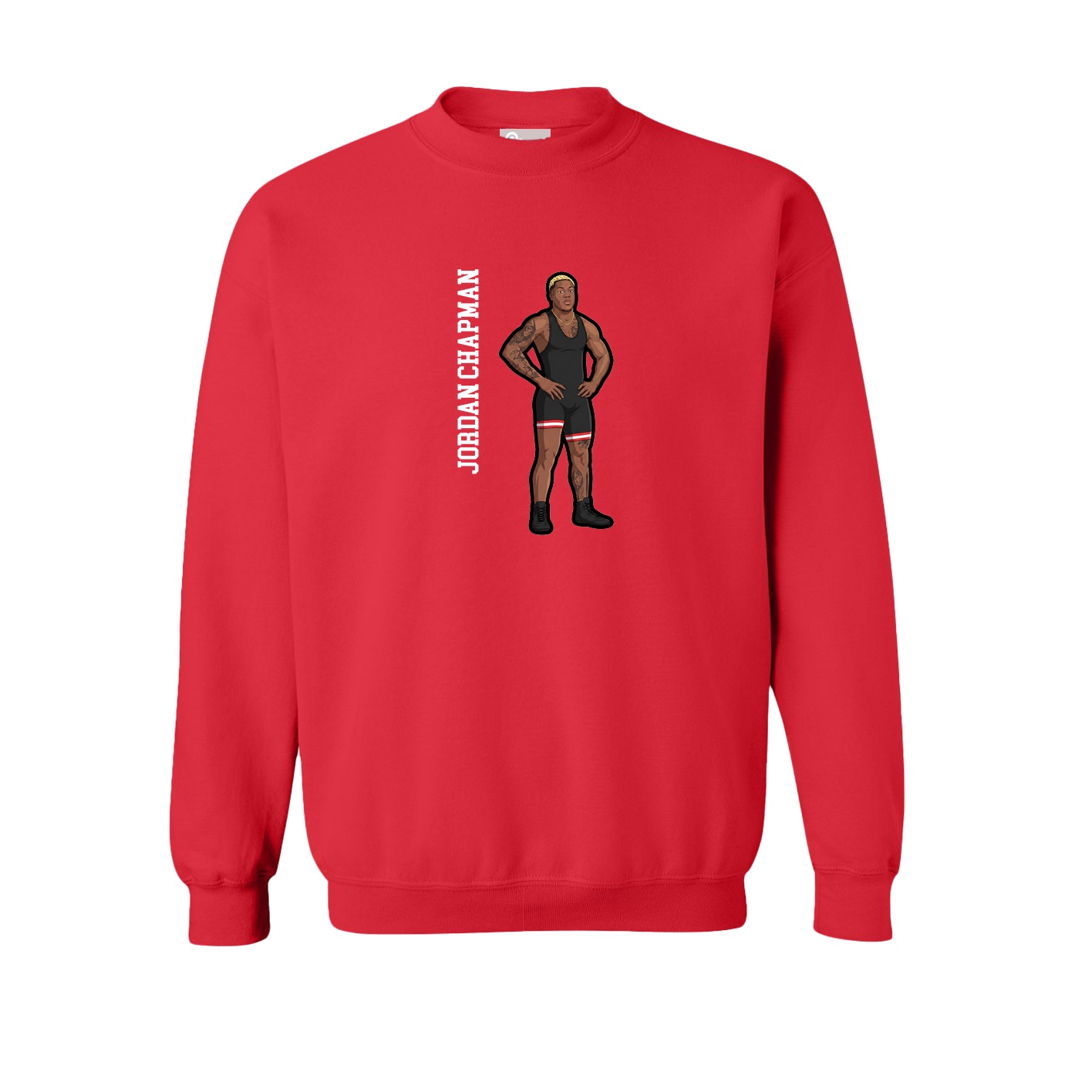 Fleece Crew — Name Vertical in Red