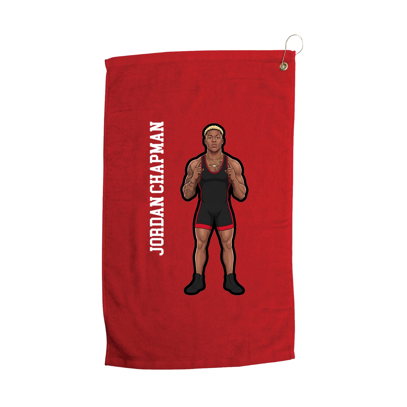 Golf Towel — Name Vertical in Red
