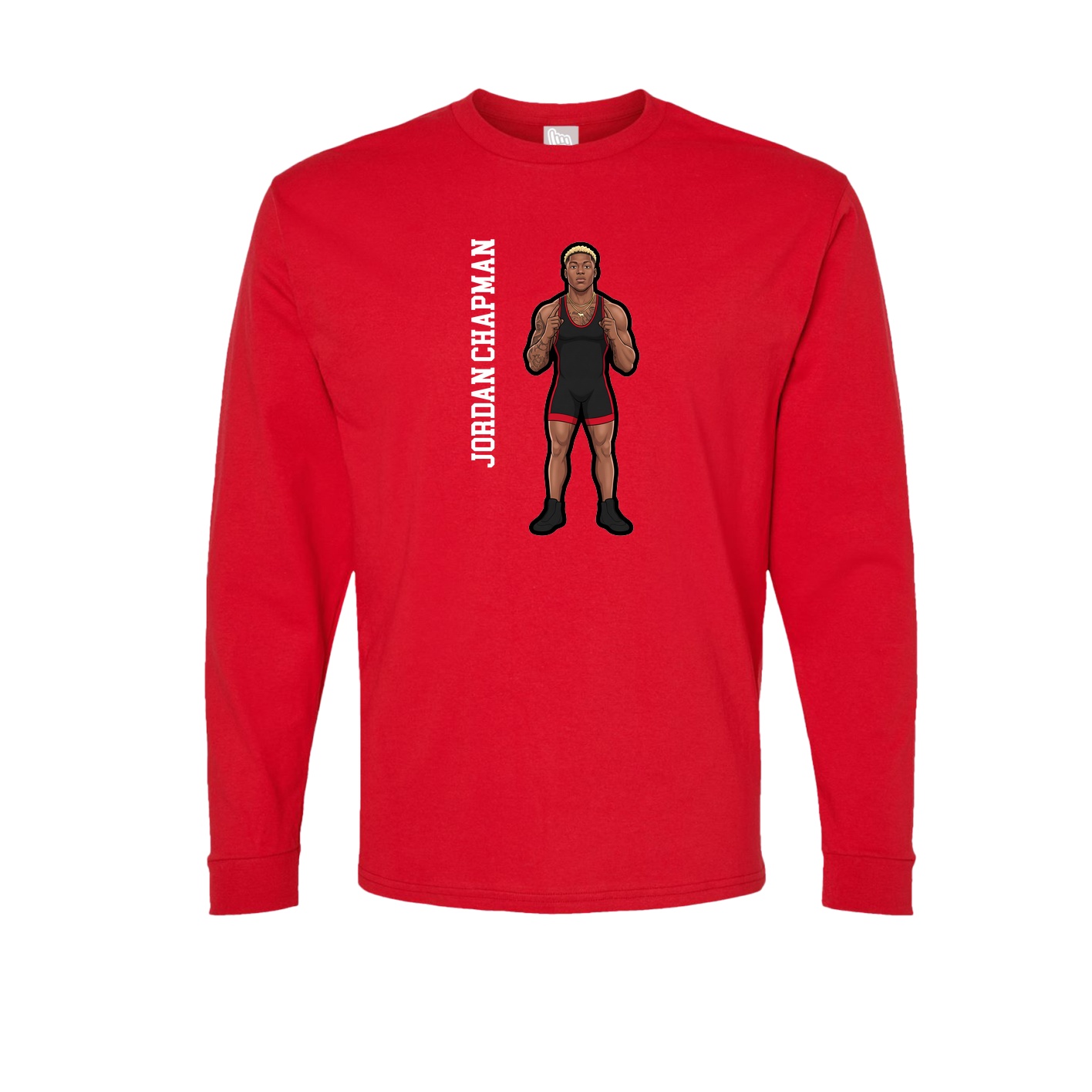 Long Sleeve Tee — Name Vertical in Red