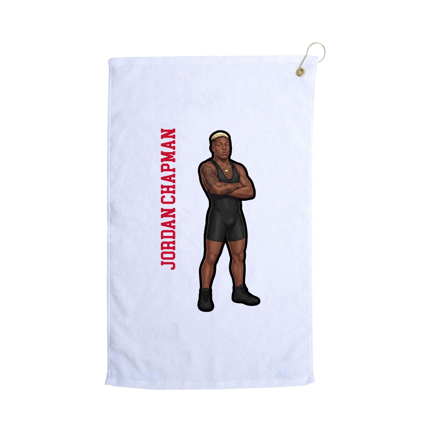 Golf Towel — Name Vertical in White