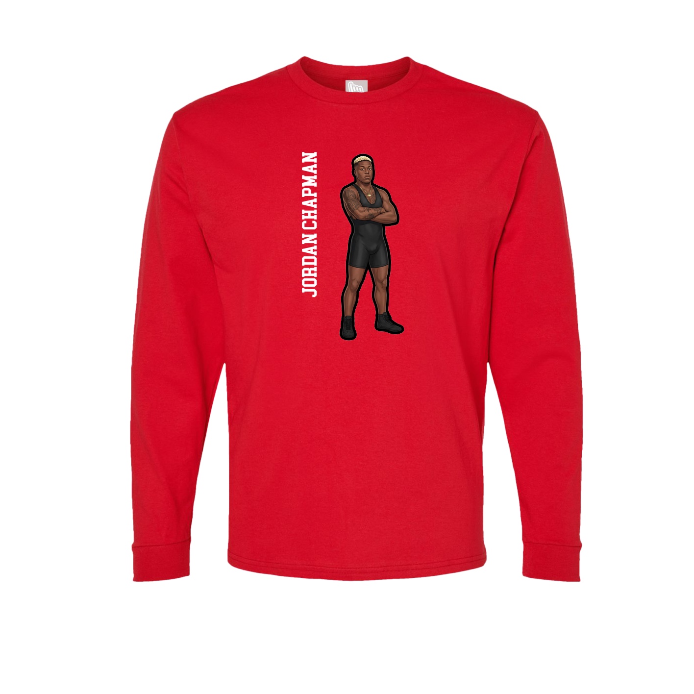 Long Sleeve Tee — Name Vertical in Red