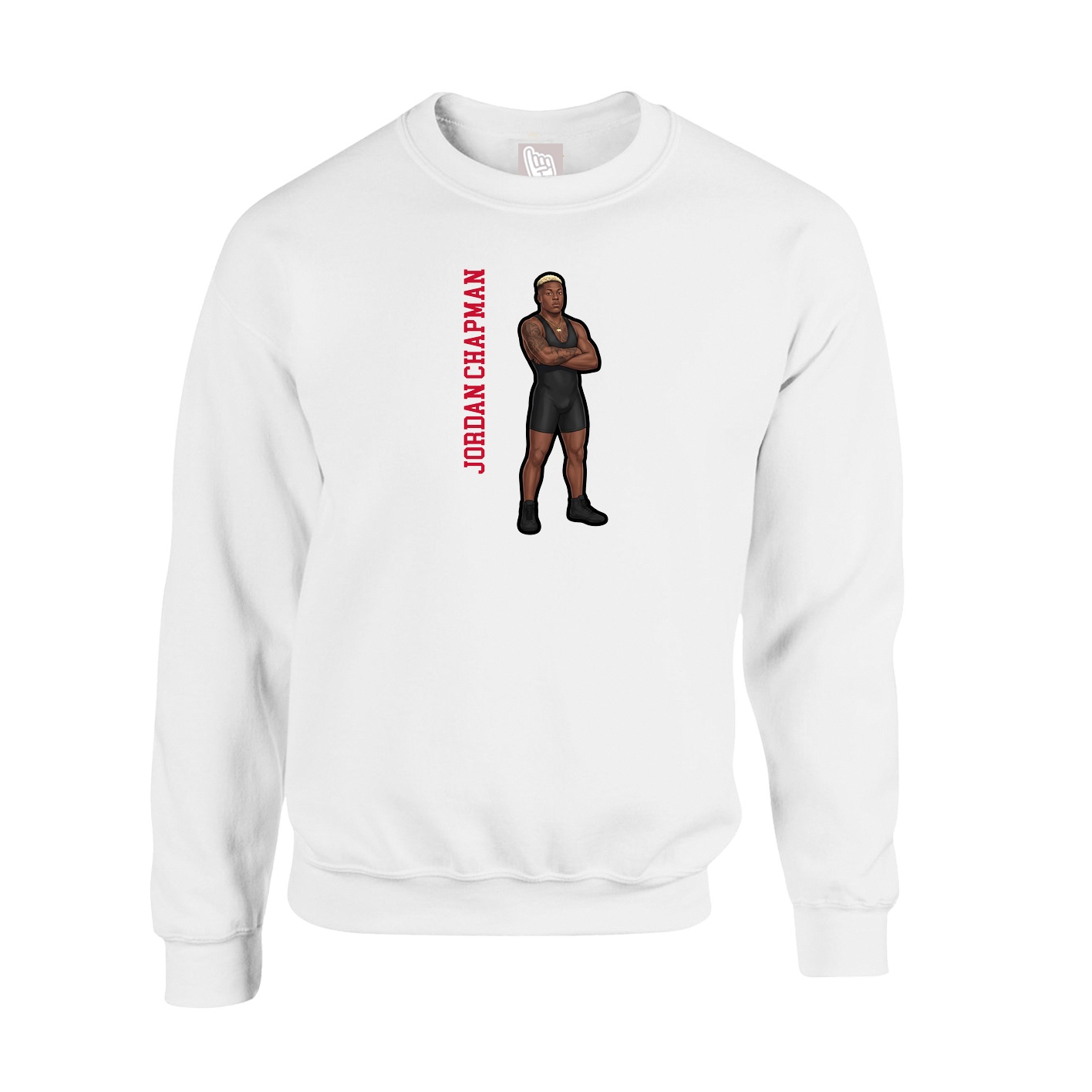 Fleece Crew — Name Vertical in White