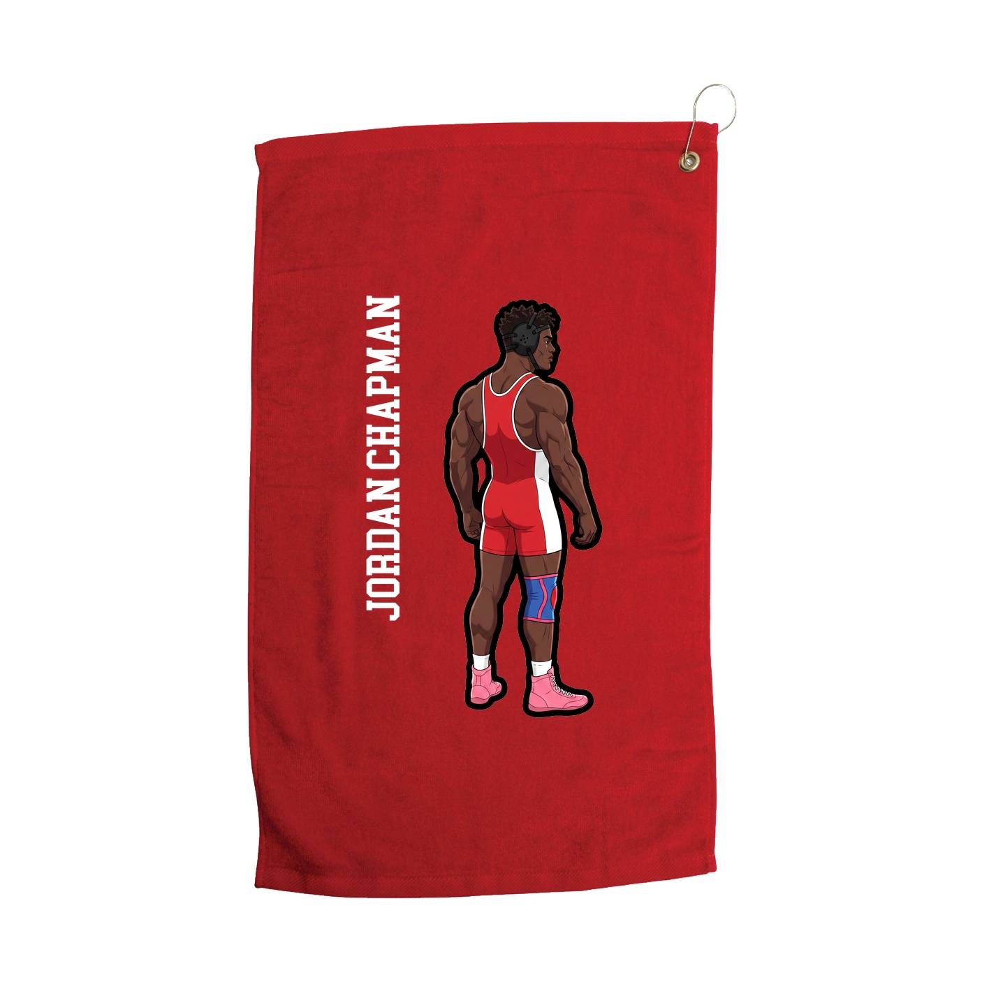 Golf Towel — Name Vertical in Red
