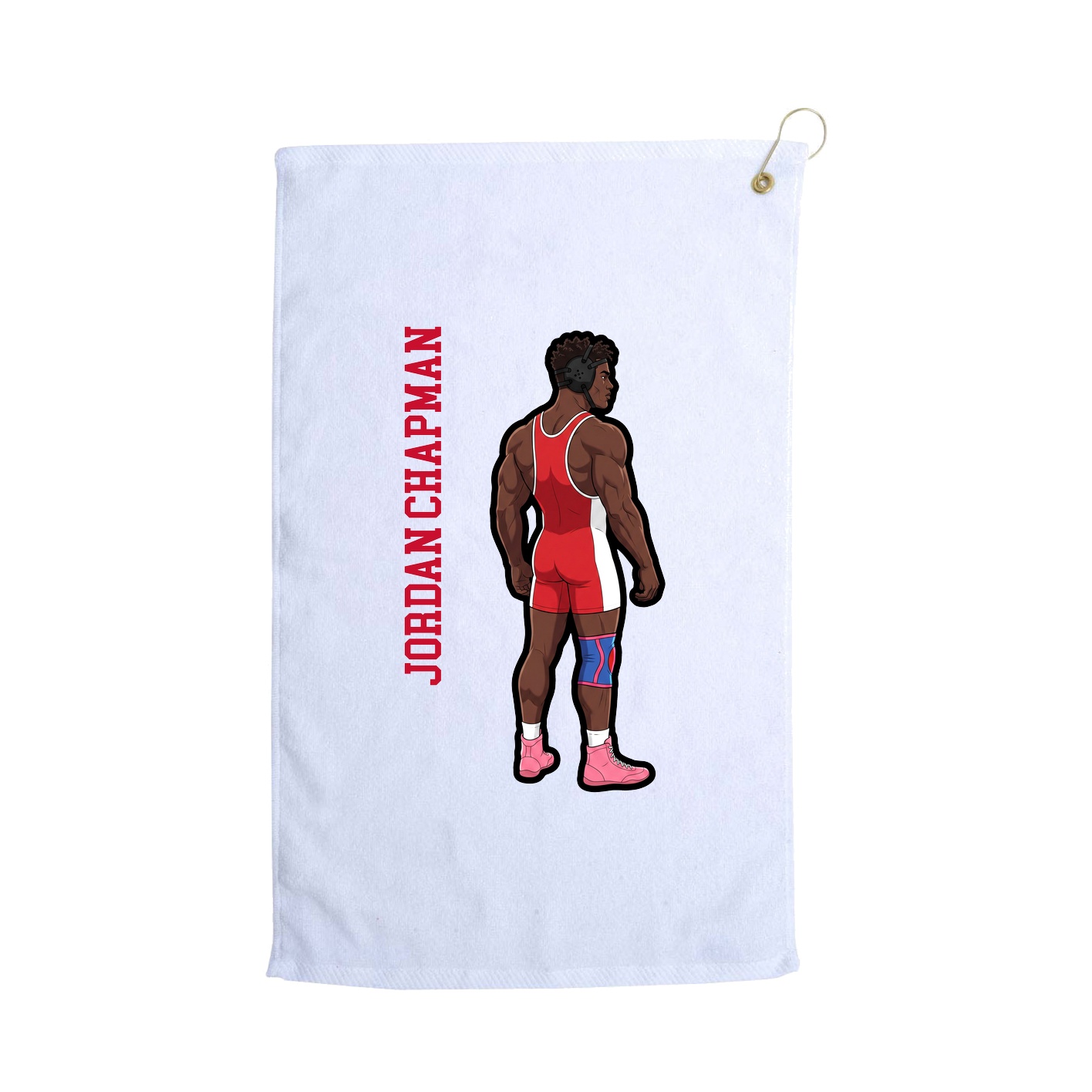 Golf Towel — Name Vertical in White
