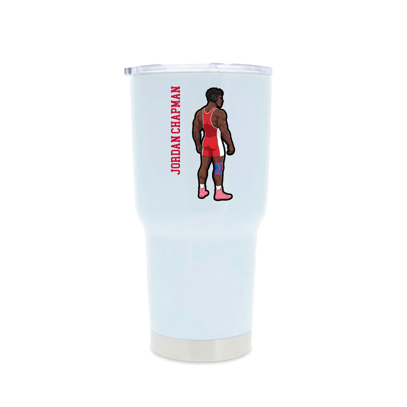 30oz Stainless Steel Tumbler — Name Vertical in White