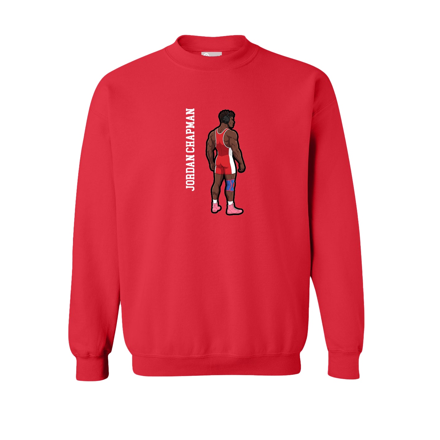 Fleece Crew — Name Vertical in Red