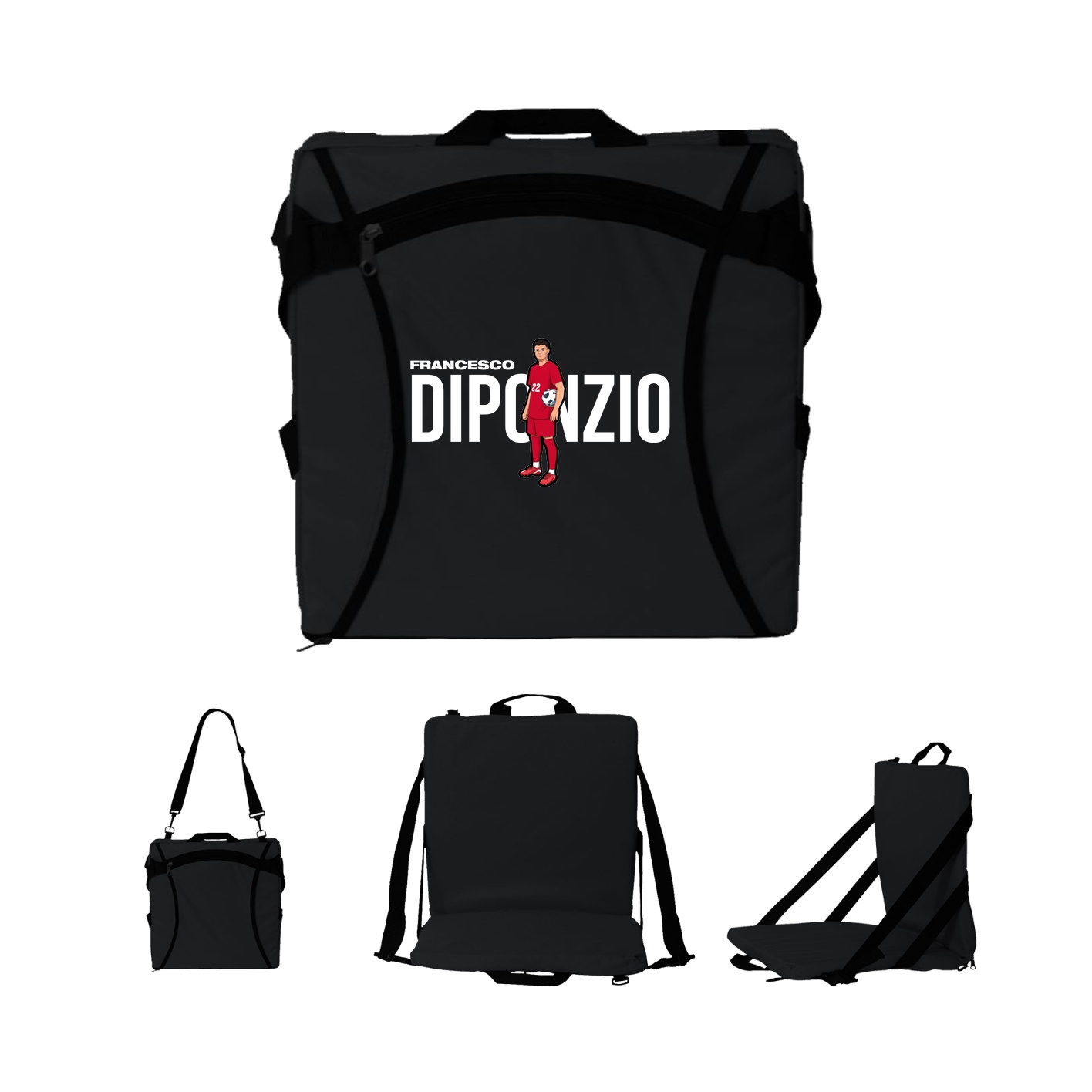 Folding Stadium Seat — Player Name in Black