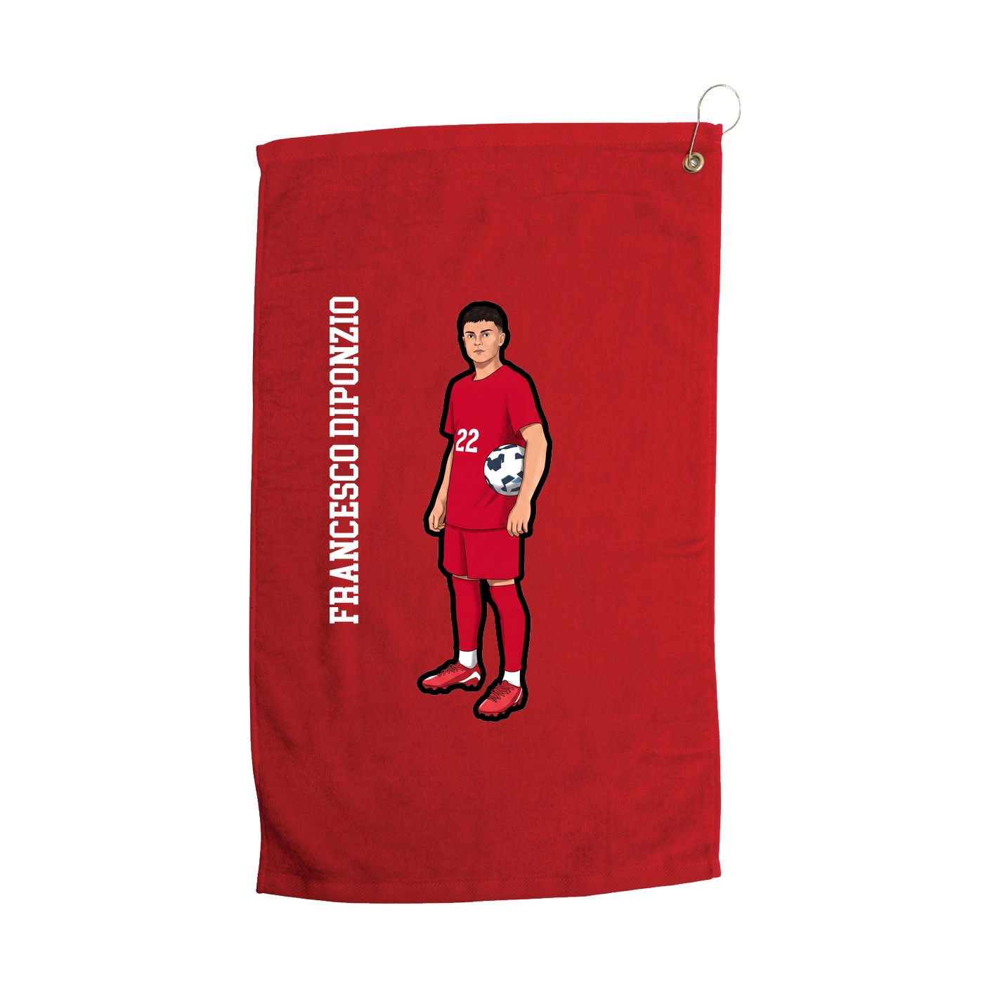 Golf Towel — Name Vertical in Red