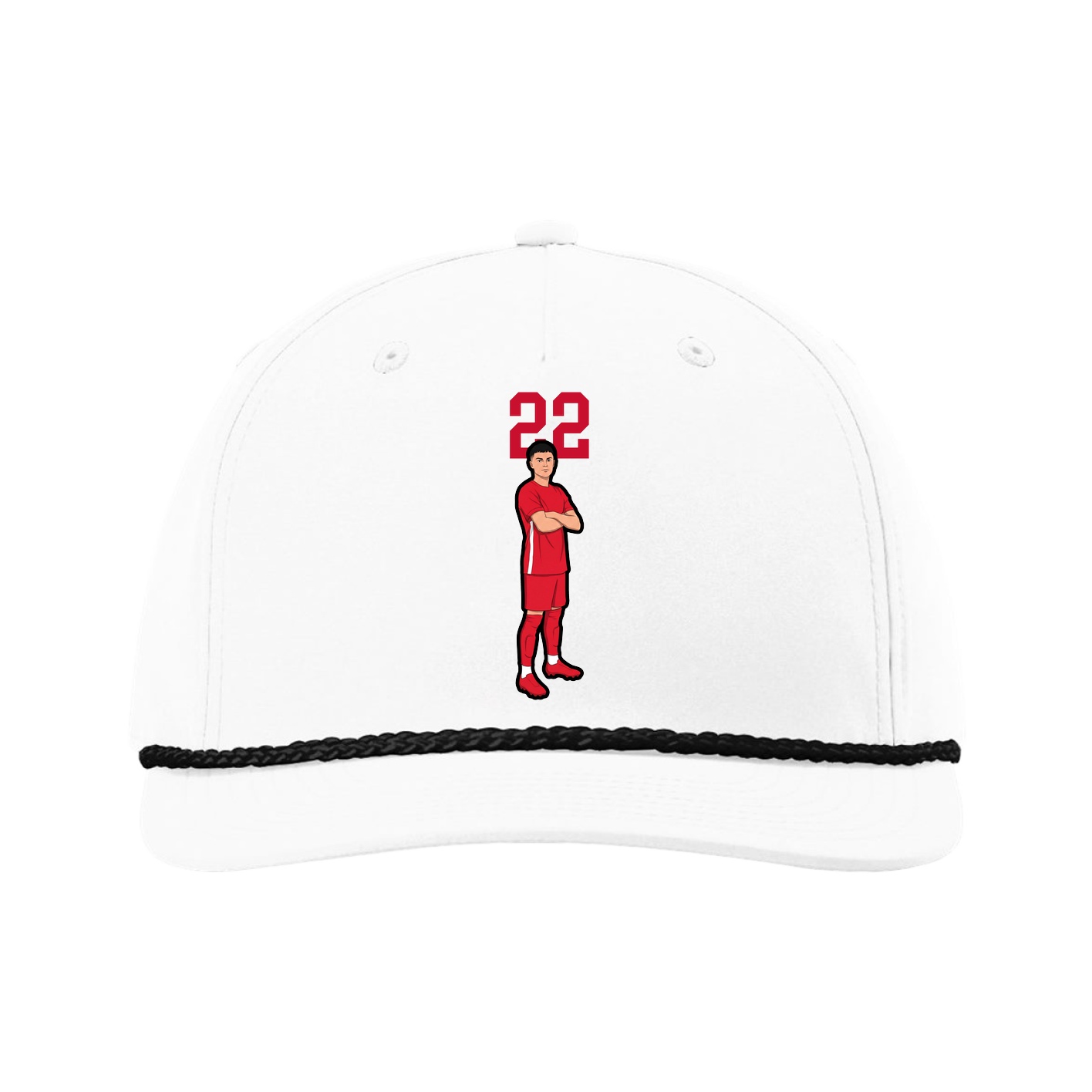 Five-Panel Classic Rope Cap — Number Top in White