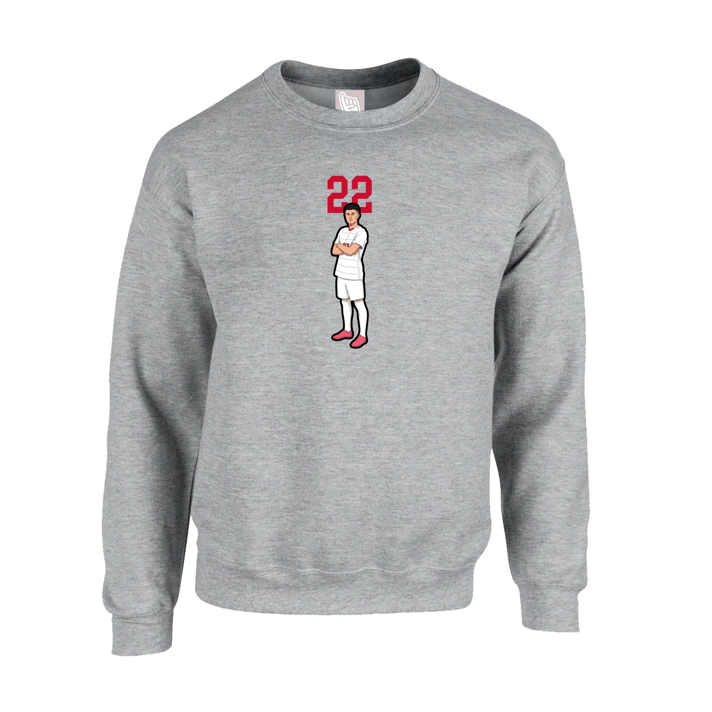 Fleece Crew — Number Top in Grey