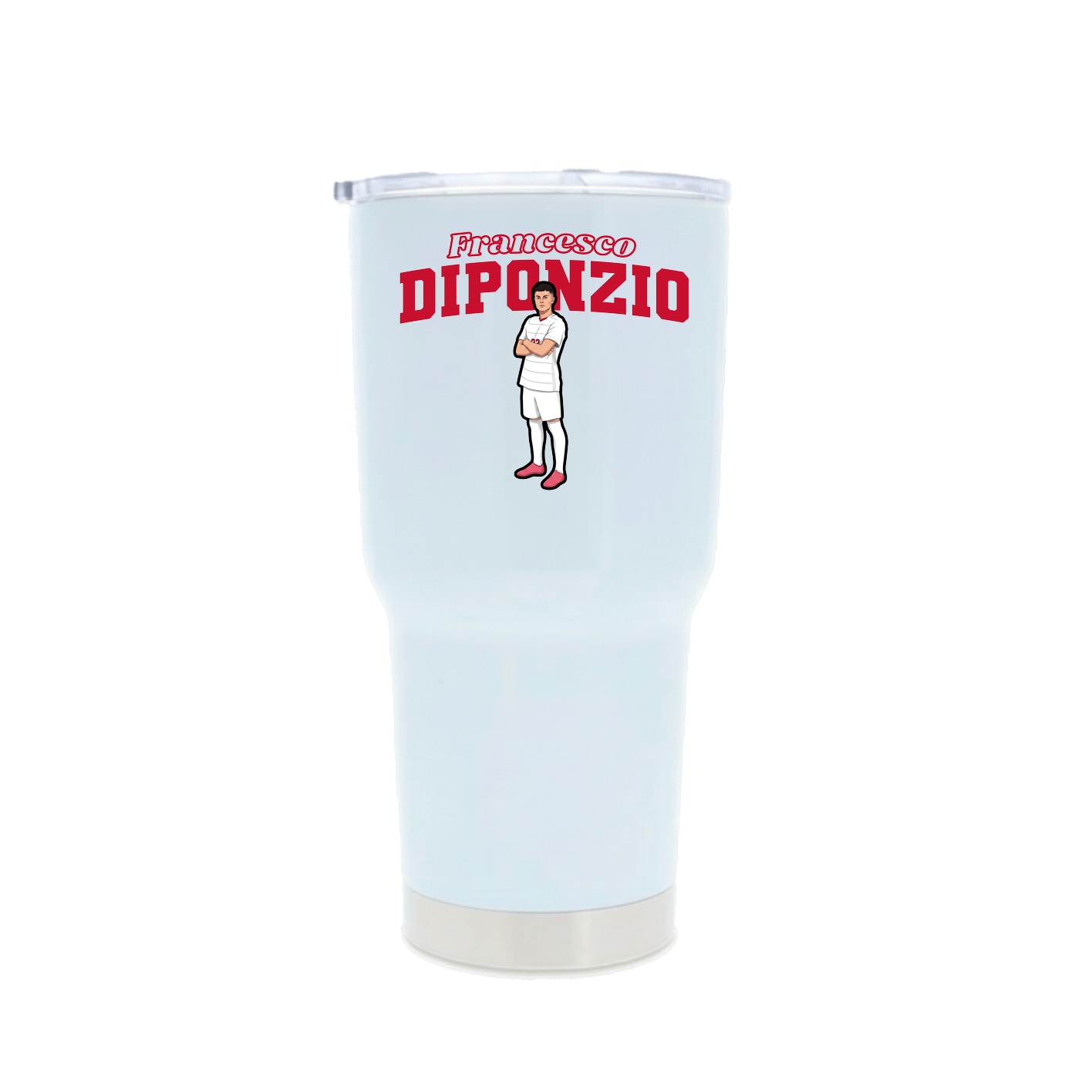 30oz Stainless Steel Tumbler — Name Arch in White