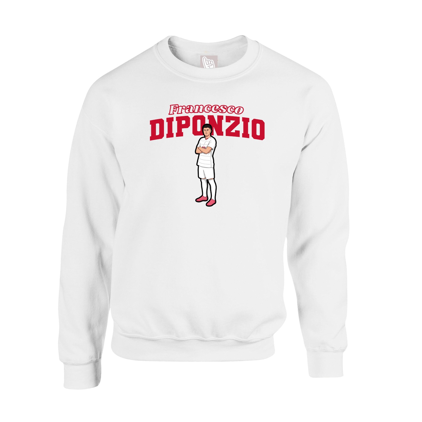 Fleece Crew — Name Arch in White