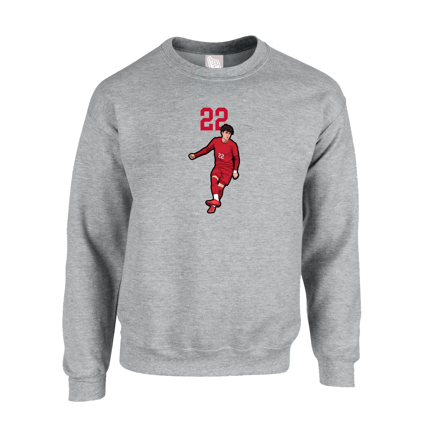 Fleece Crew — Number Top in Grey