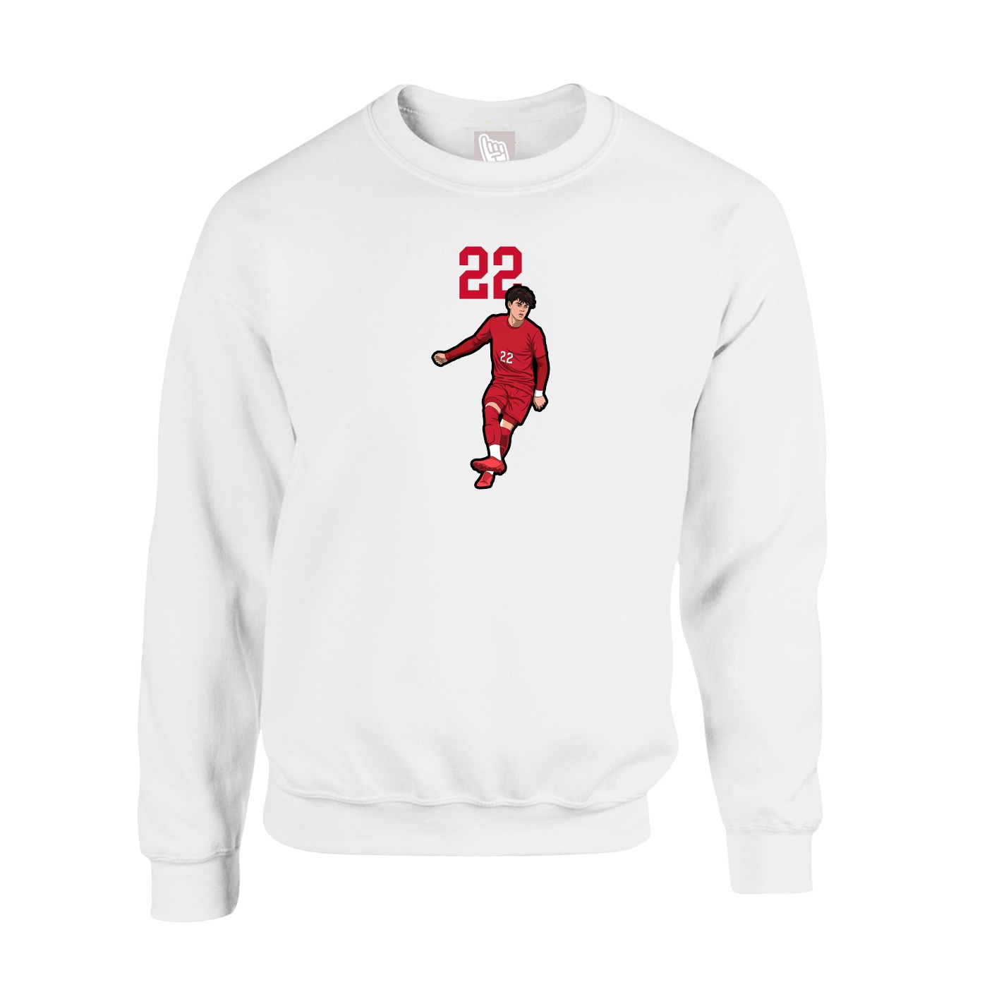 Fleece Crew — Number Top in White