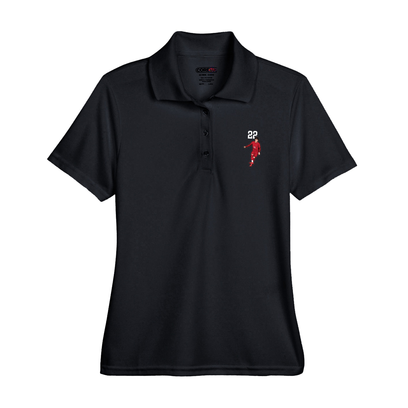 Womens Performance Polo — Number Top in Black