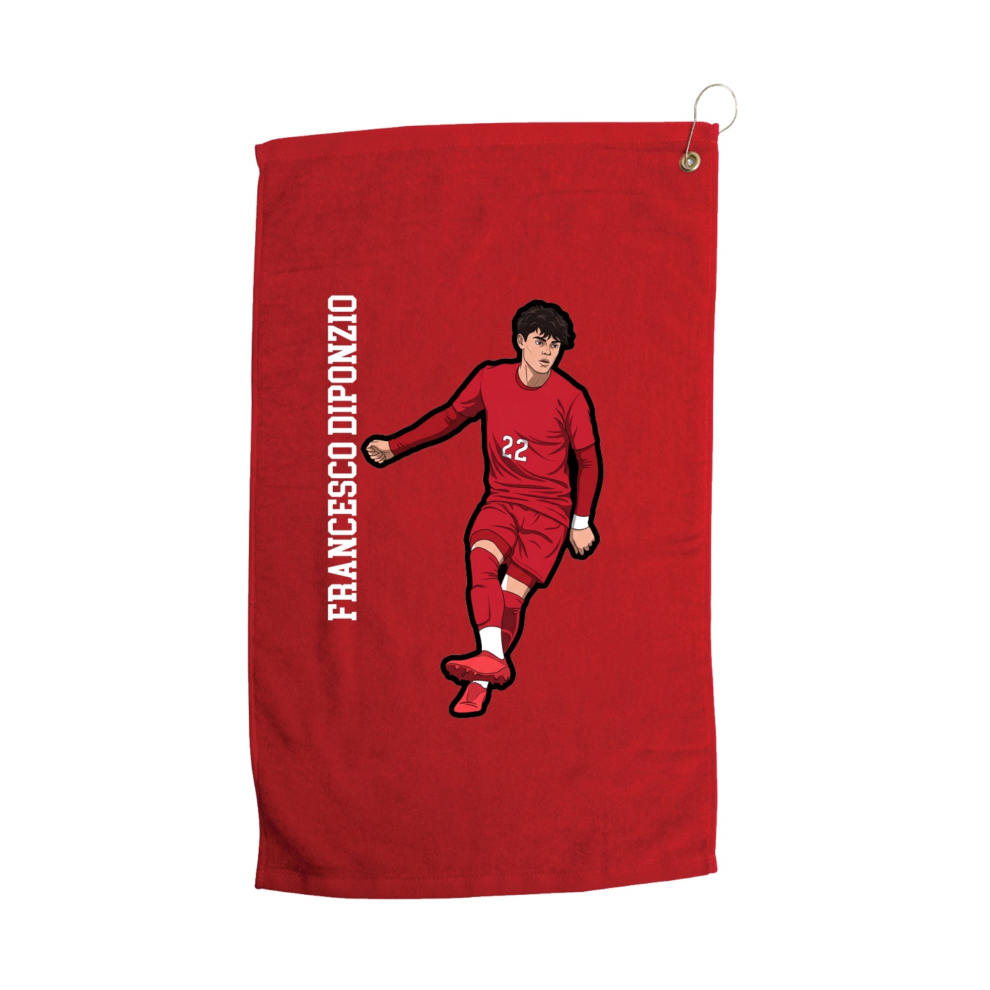 Golf Towel — Name Vertical in Red