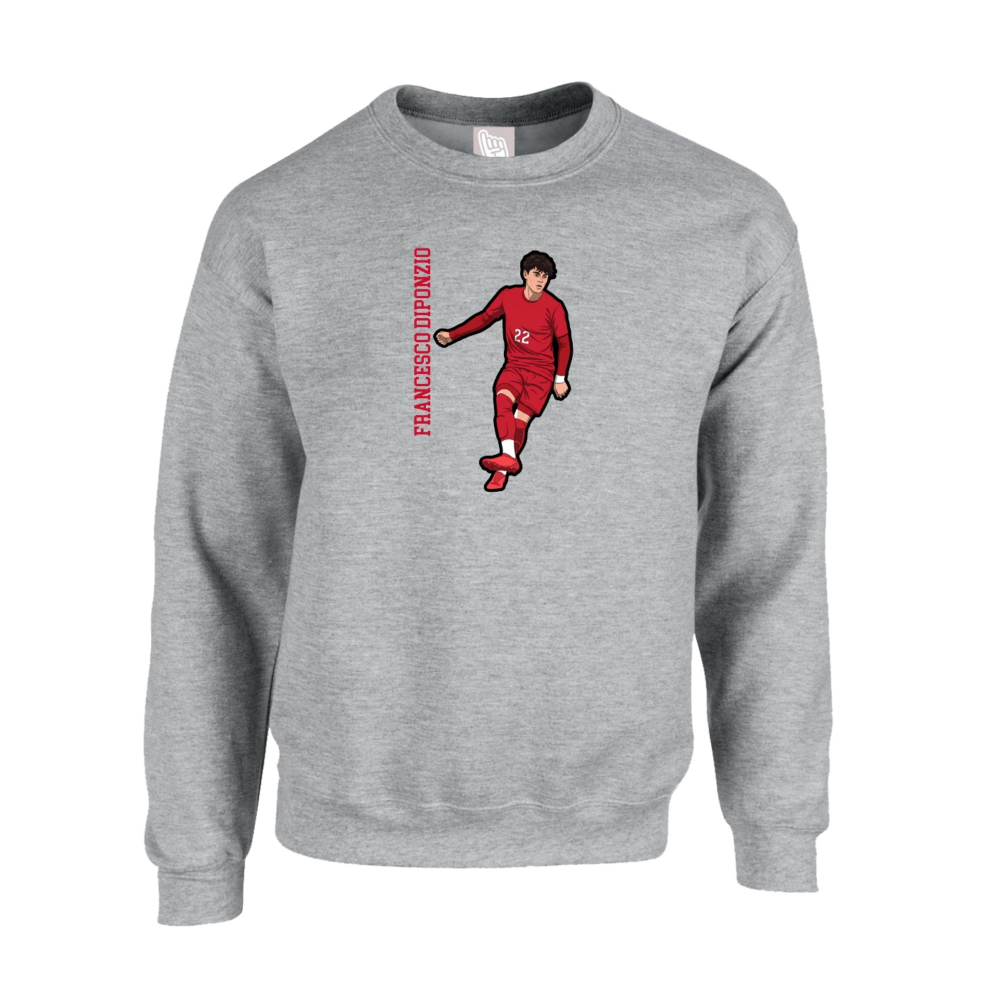 Fleece Crew — Name Vertical in Grey