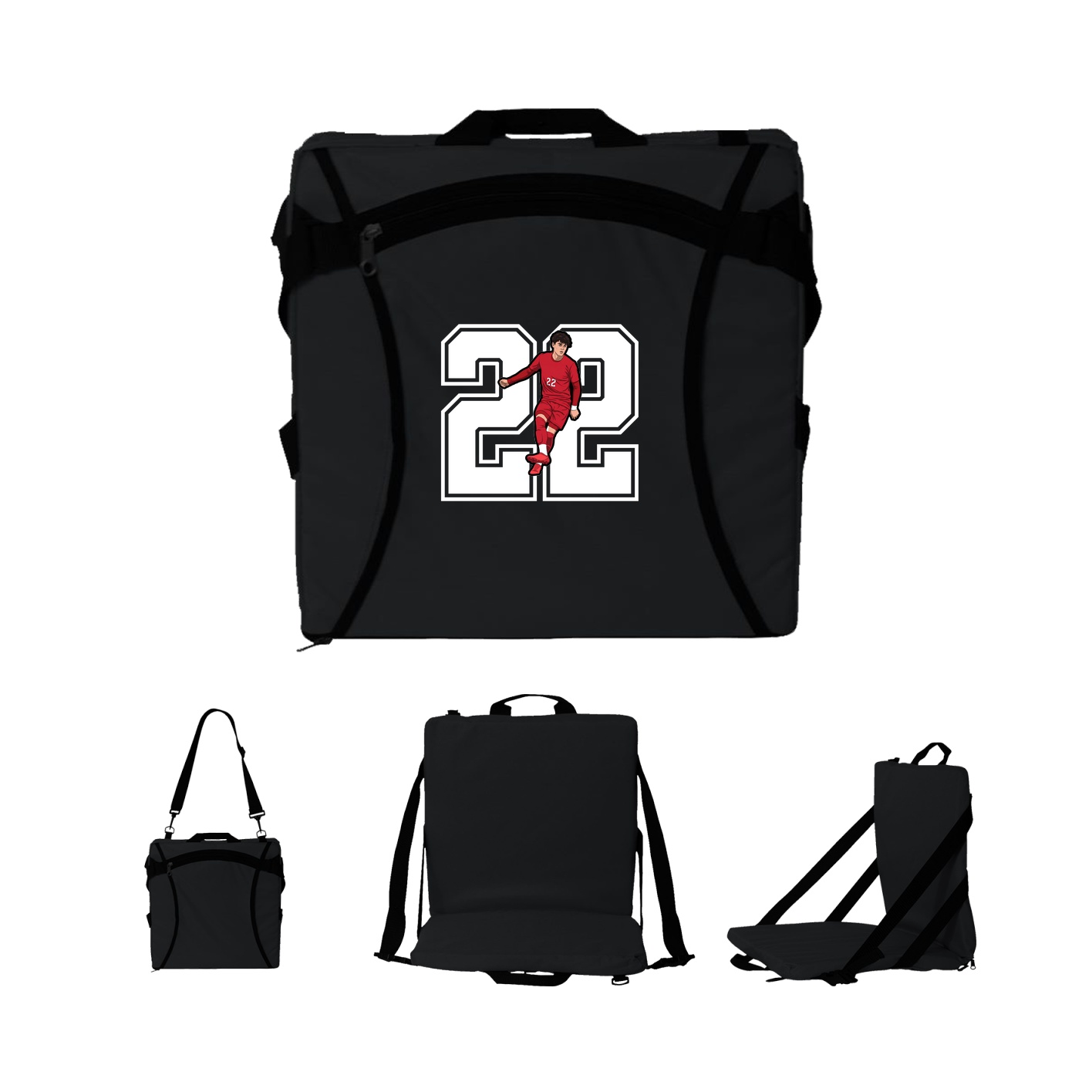 Folding Stadium Seat — Number in Black