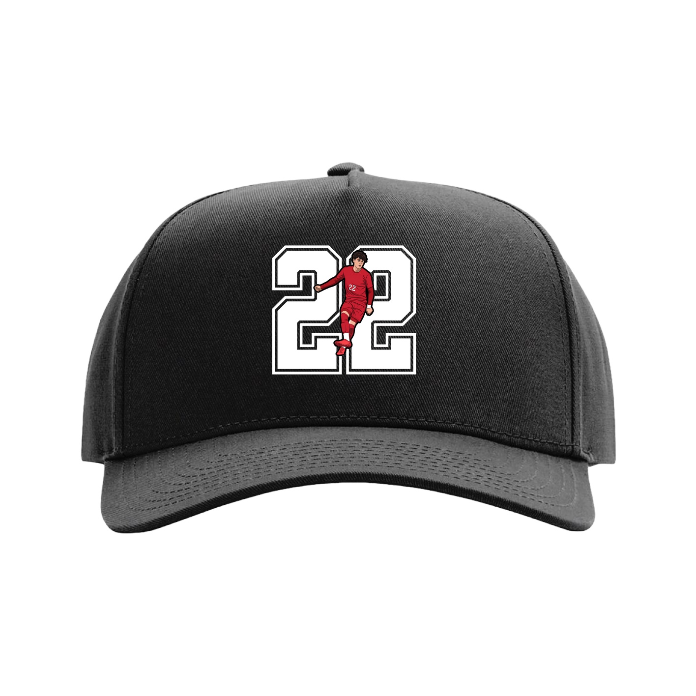 Full Fabric Five-Panel Champ Cap — Number in Black