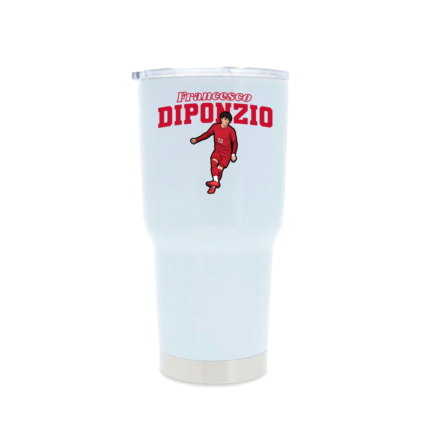 30oz Stainless Steel Tumbler — Name Arch in White