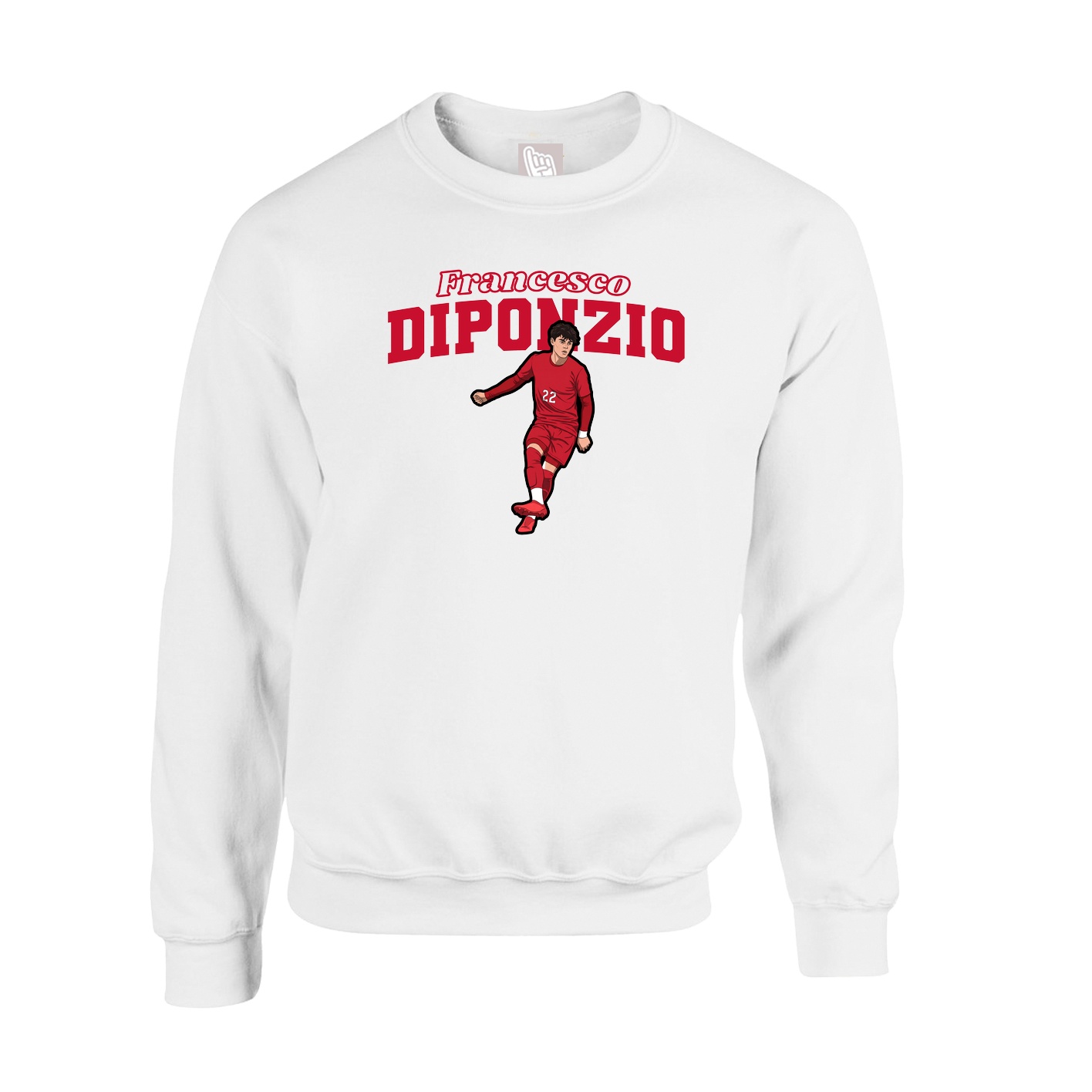 Fleece Crew — Name Arch in White