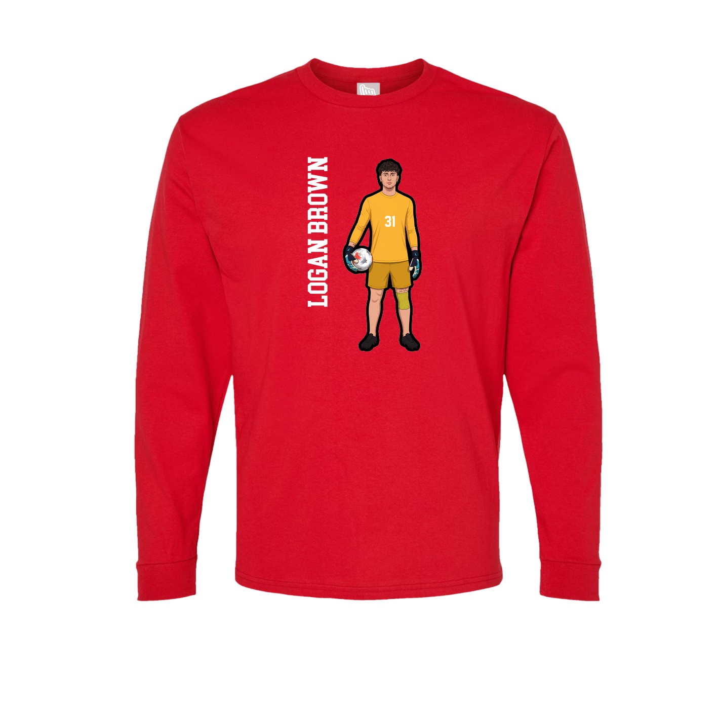 Long Sleeve Tee — Name Vertical in Red