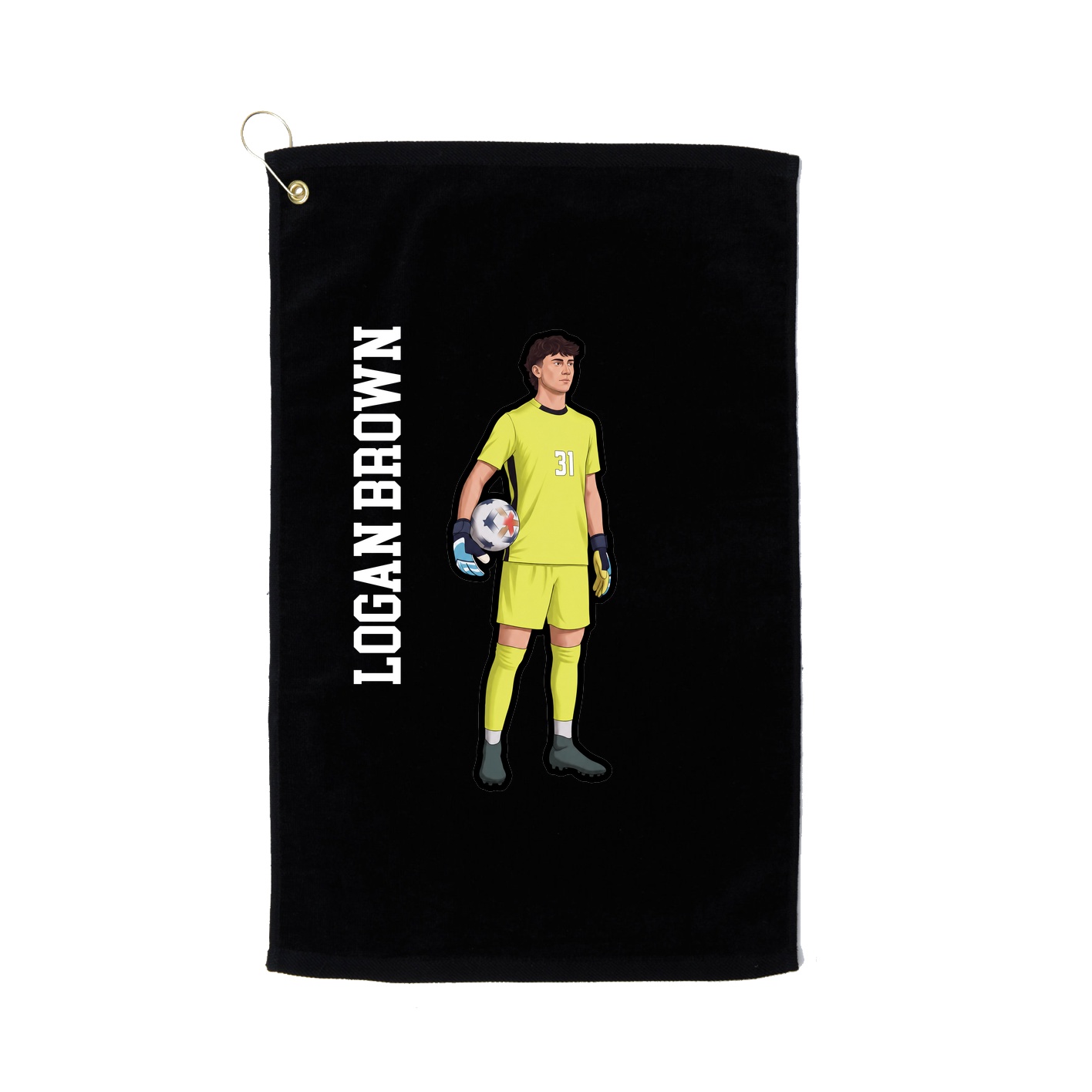 Golf Towel — Name Vertical in Black