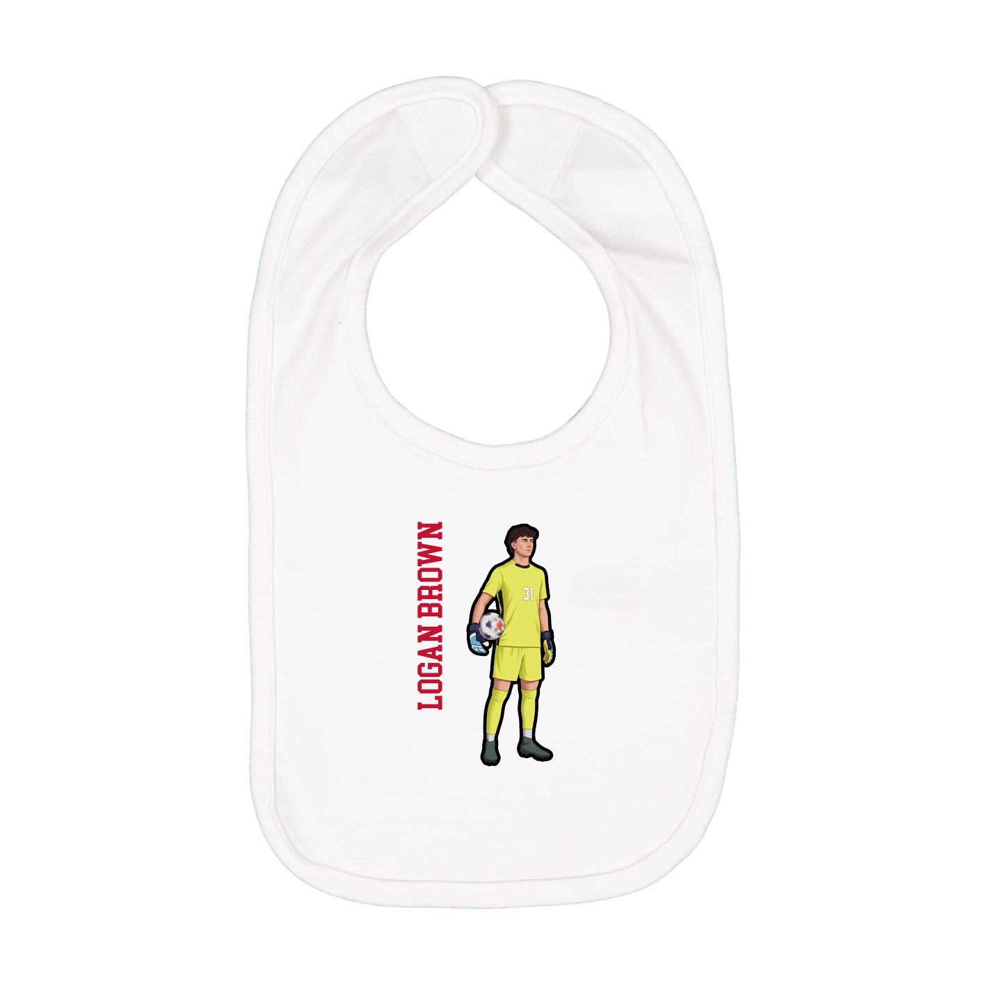 Infant Bib — Name Vertical in White