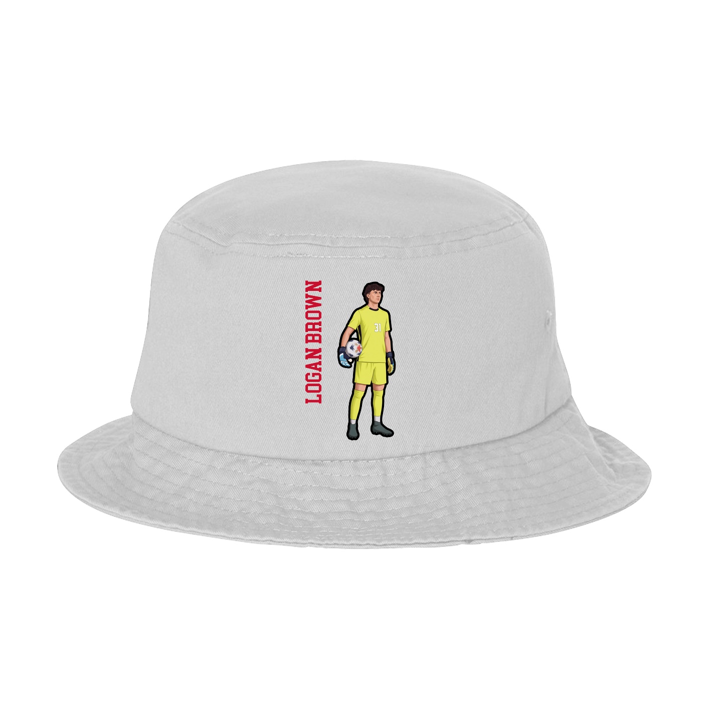 Bucket Cap — Name Vertical in White