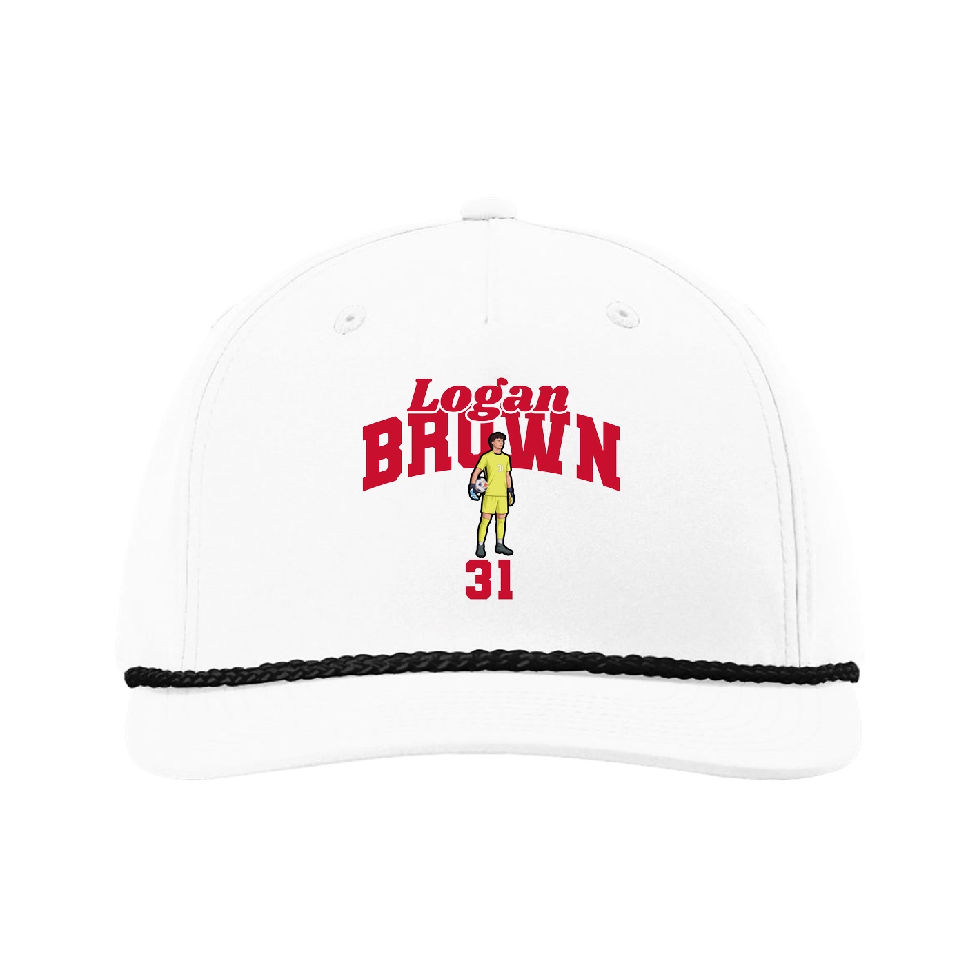 Five-Panel Classic Rope Cap — Signature Arch in White