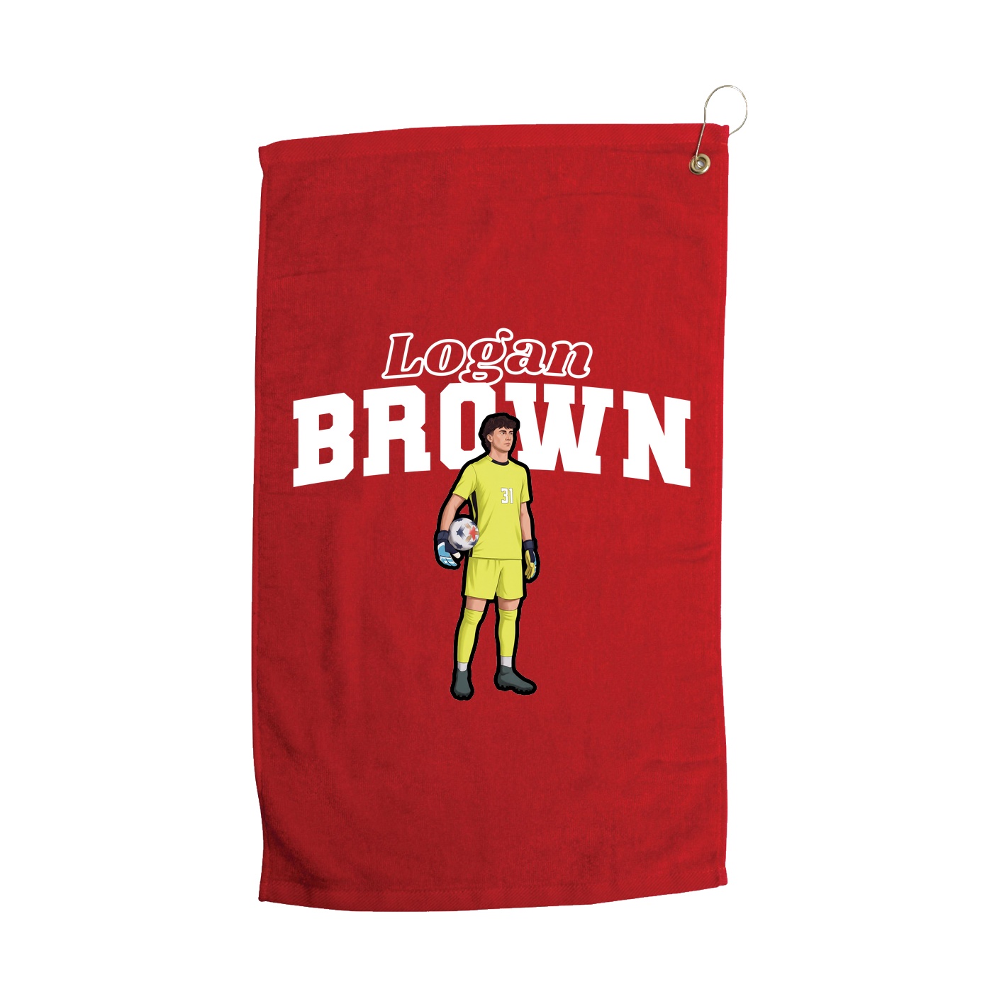 Golf Towel — Name Arch in Red