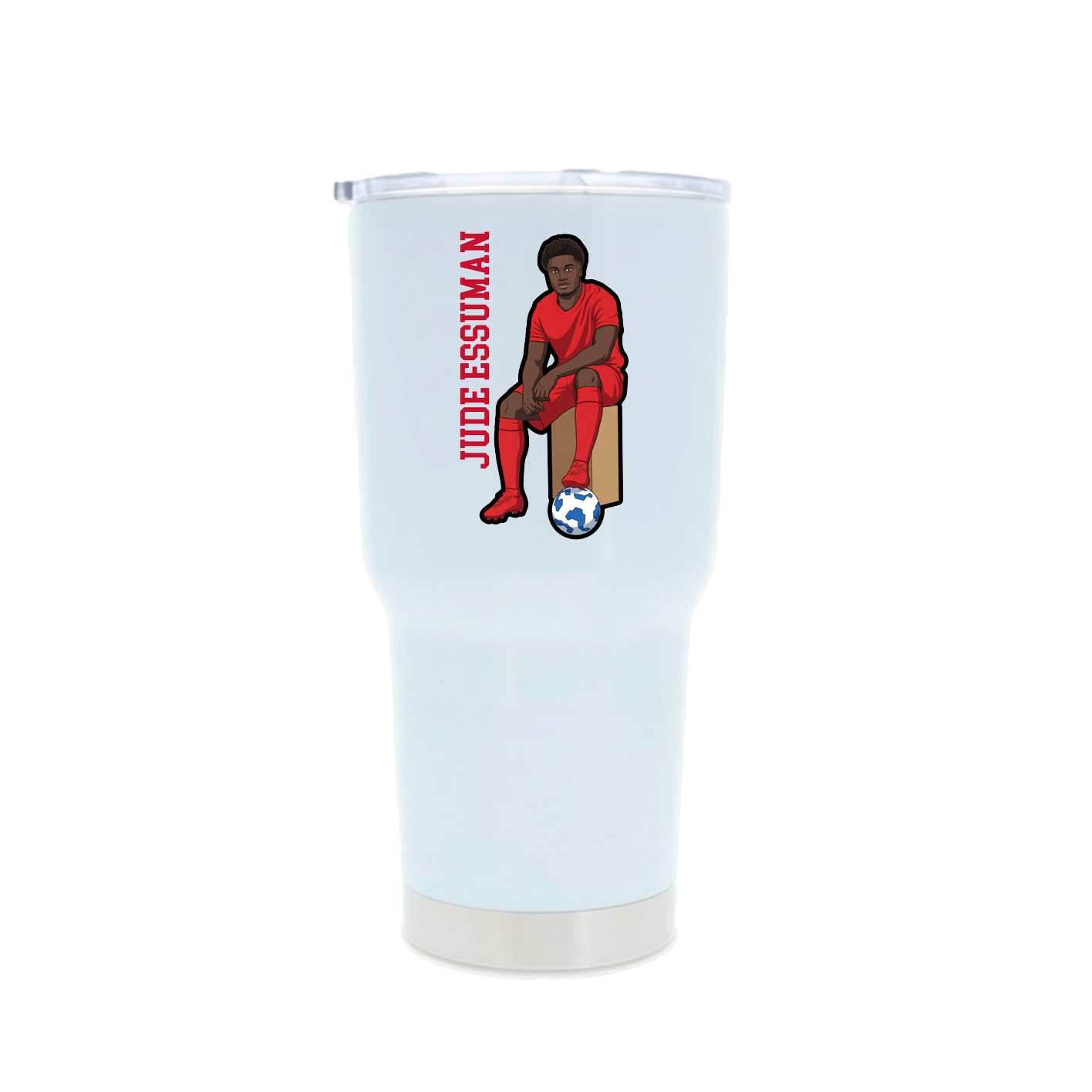 30oz Stainless Steel Tumbler — Name Vertical in White