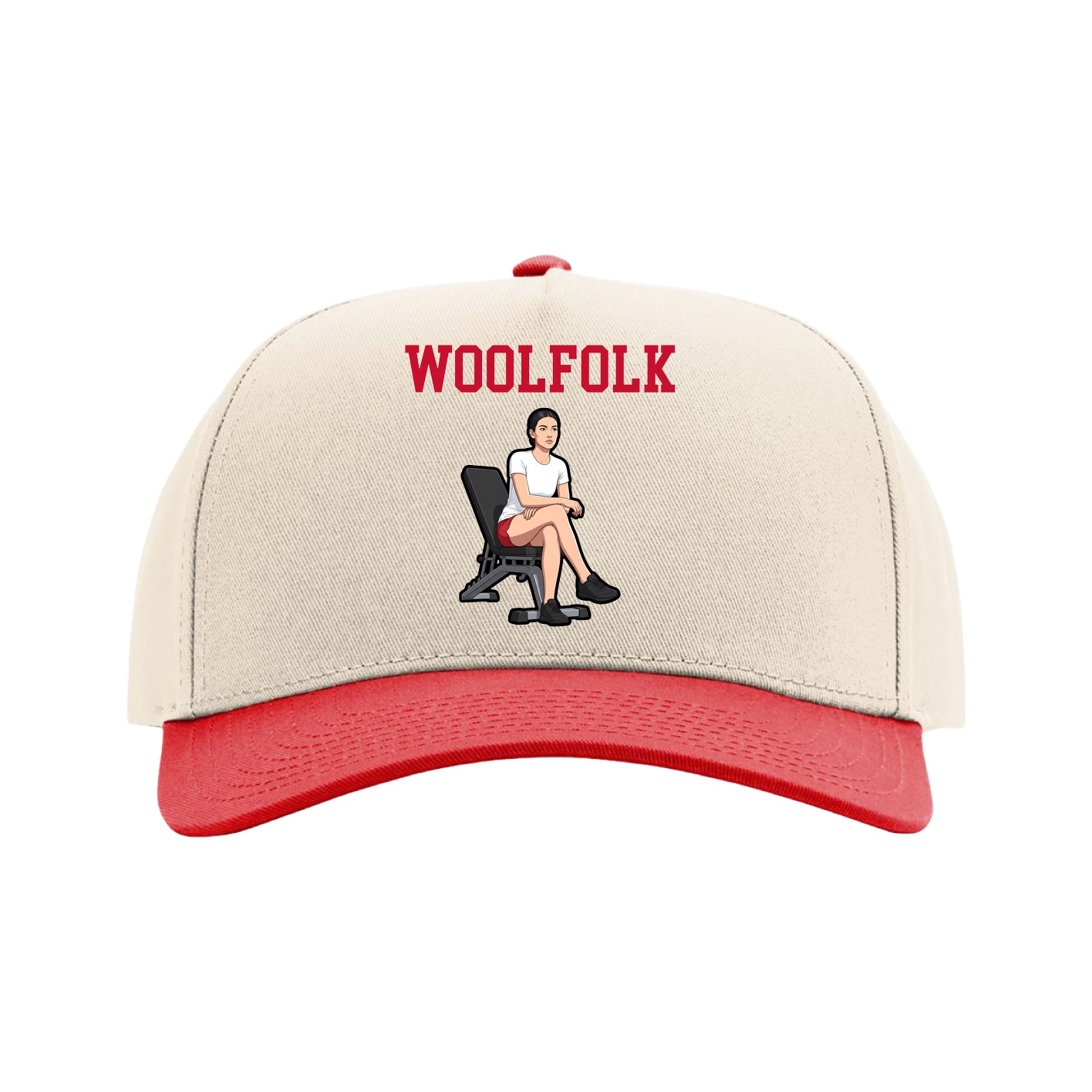 Full Fabric Five-Panel Champ Cap — Shirsey in Cream/Red