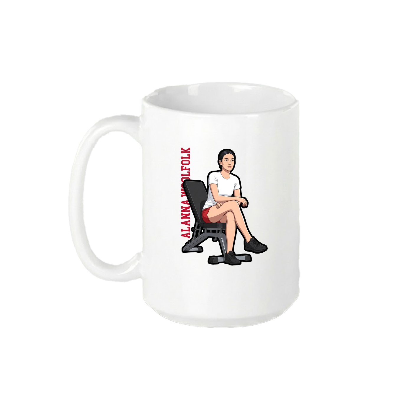 15oz Coffee Mug — Name Vertical in White