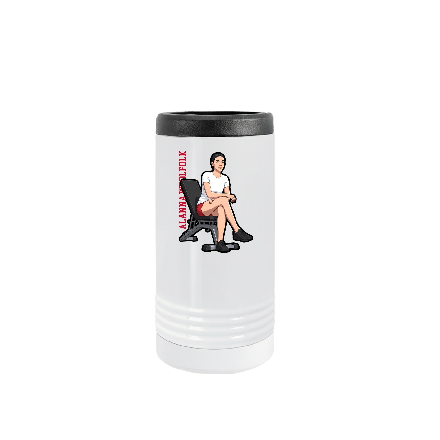 Slim Beverage Holder — Name Vertical in White