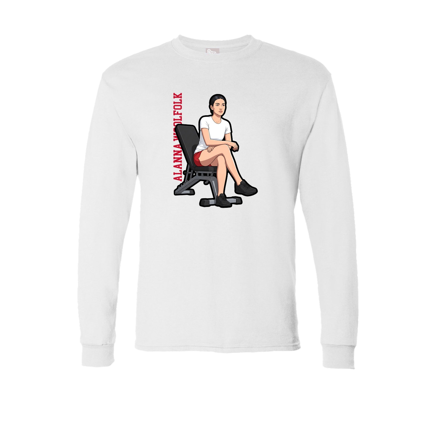 Long Sleeve Tee — Name Vertical in White
