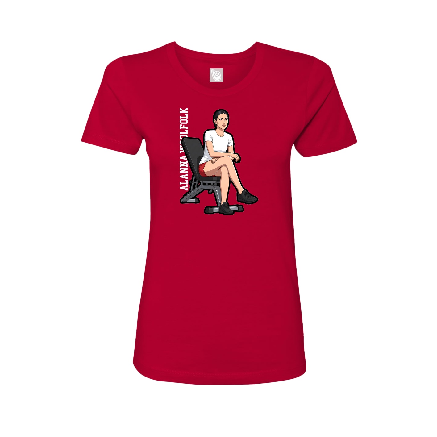 Fitted Women's Tee — Name Vertical in Red