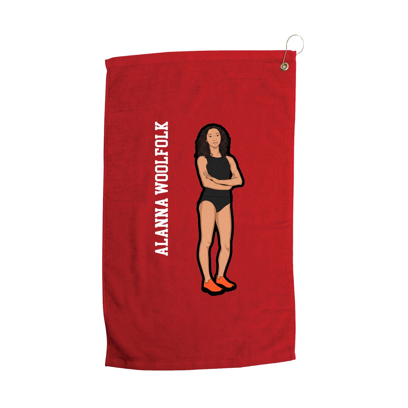 Golf Towel — Name Vertical in Red