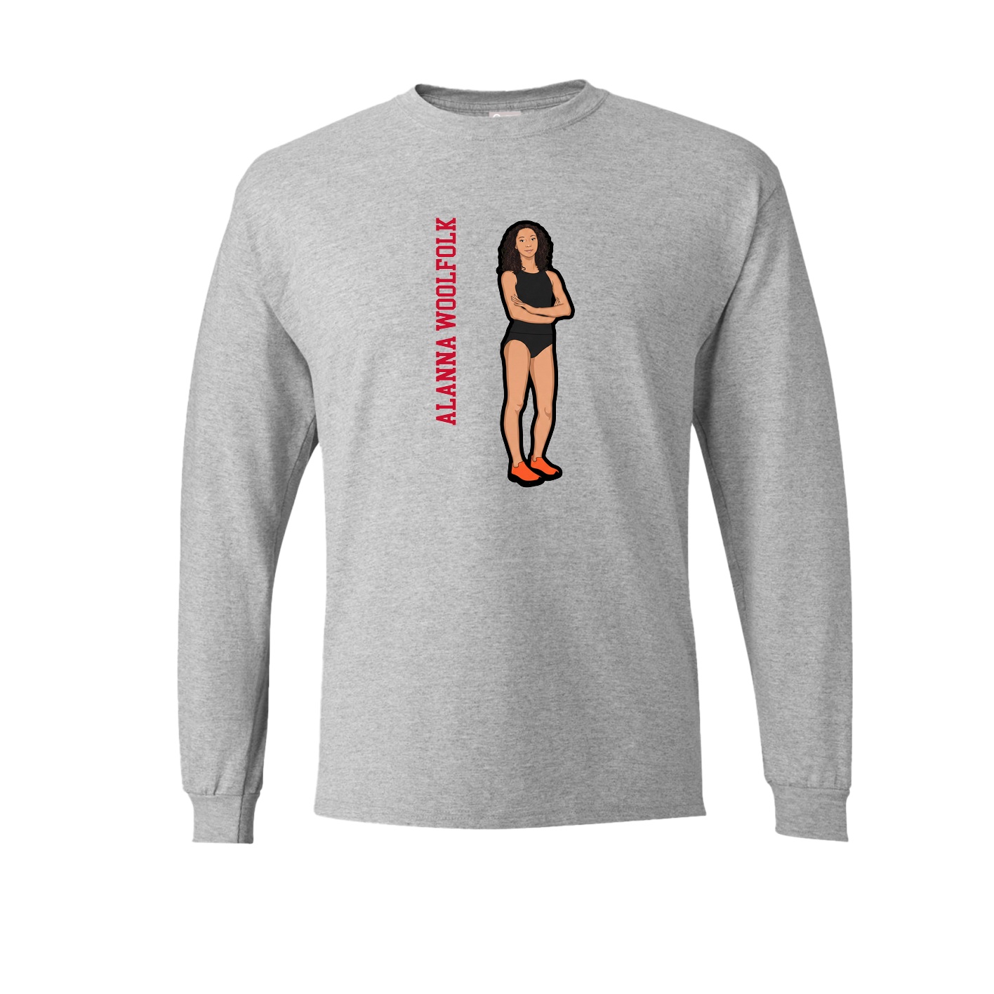 Long Sleeve Tee — Name Vertical in Grey
