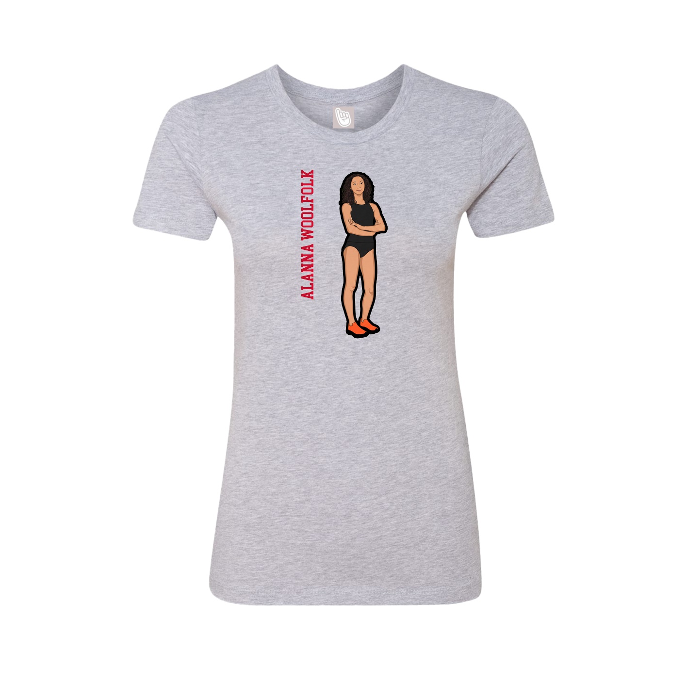 Fitted Women's Tee — Name Vertical in Grey