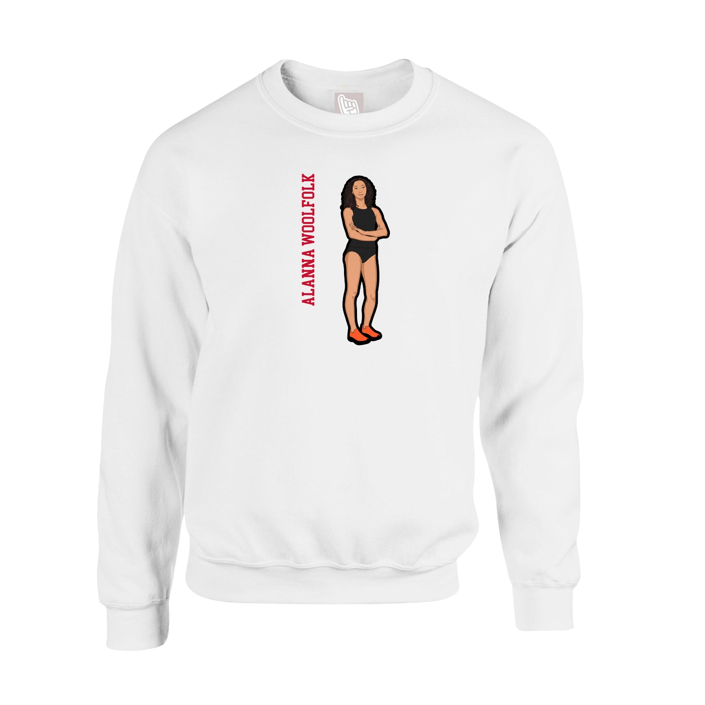 Fleece Crew — Name Vertical in White