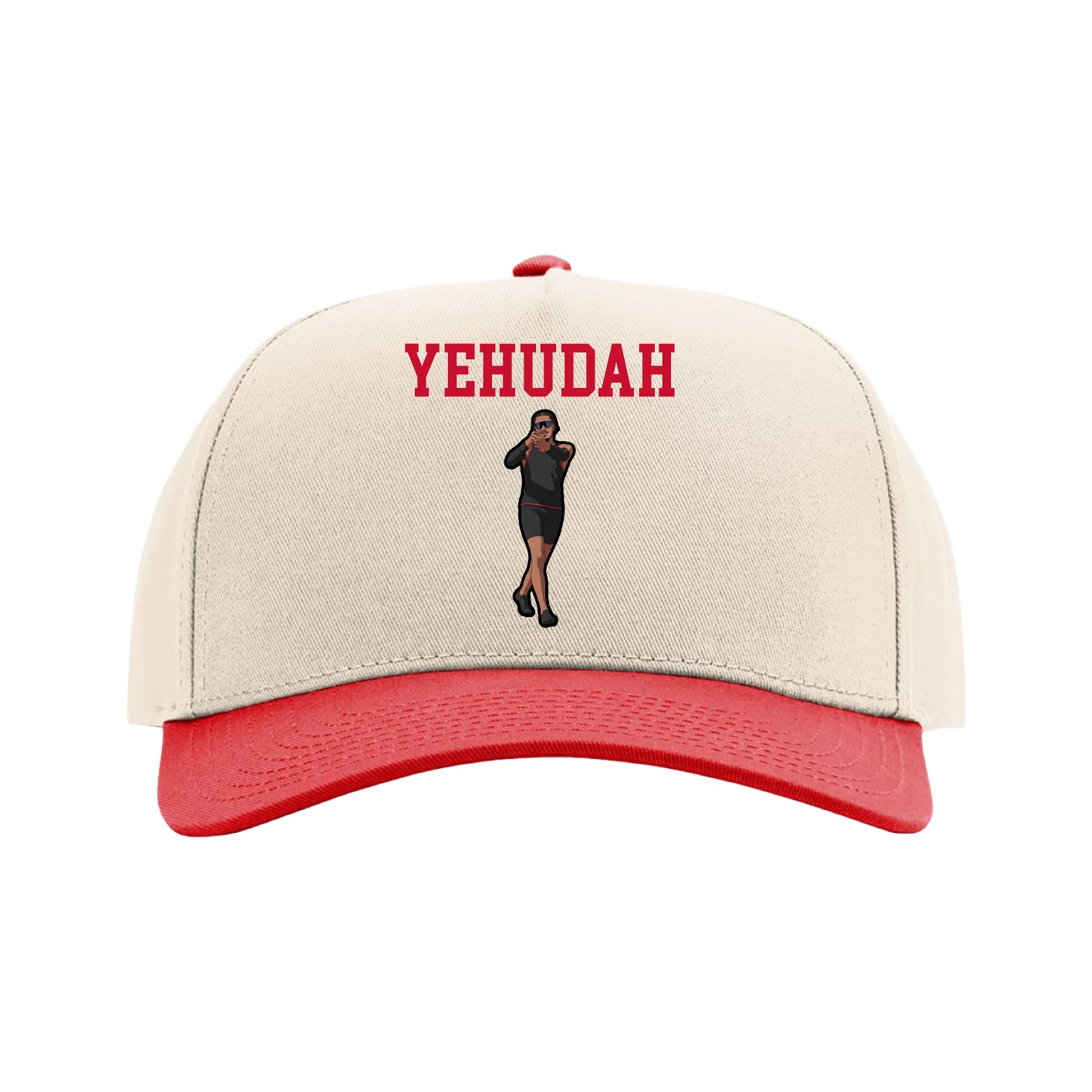 Full Fabric Five-Panel Champ Cap — Shirsey in Cream/Red