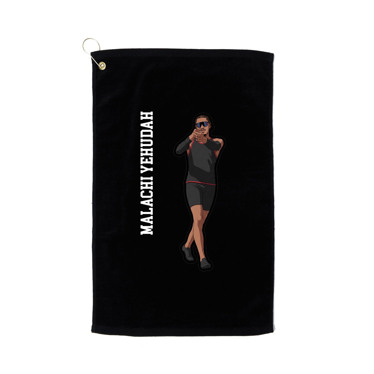 Golf Towel — Name Vertical in Black