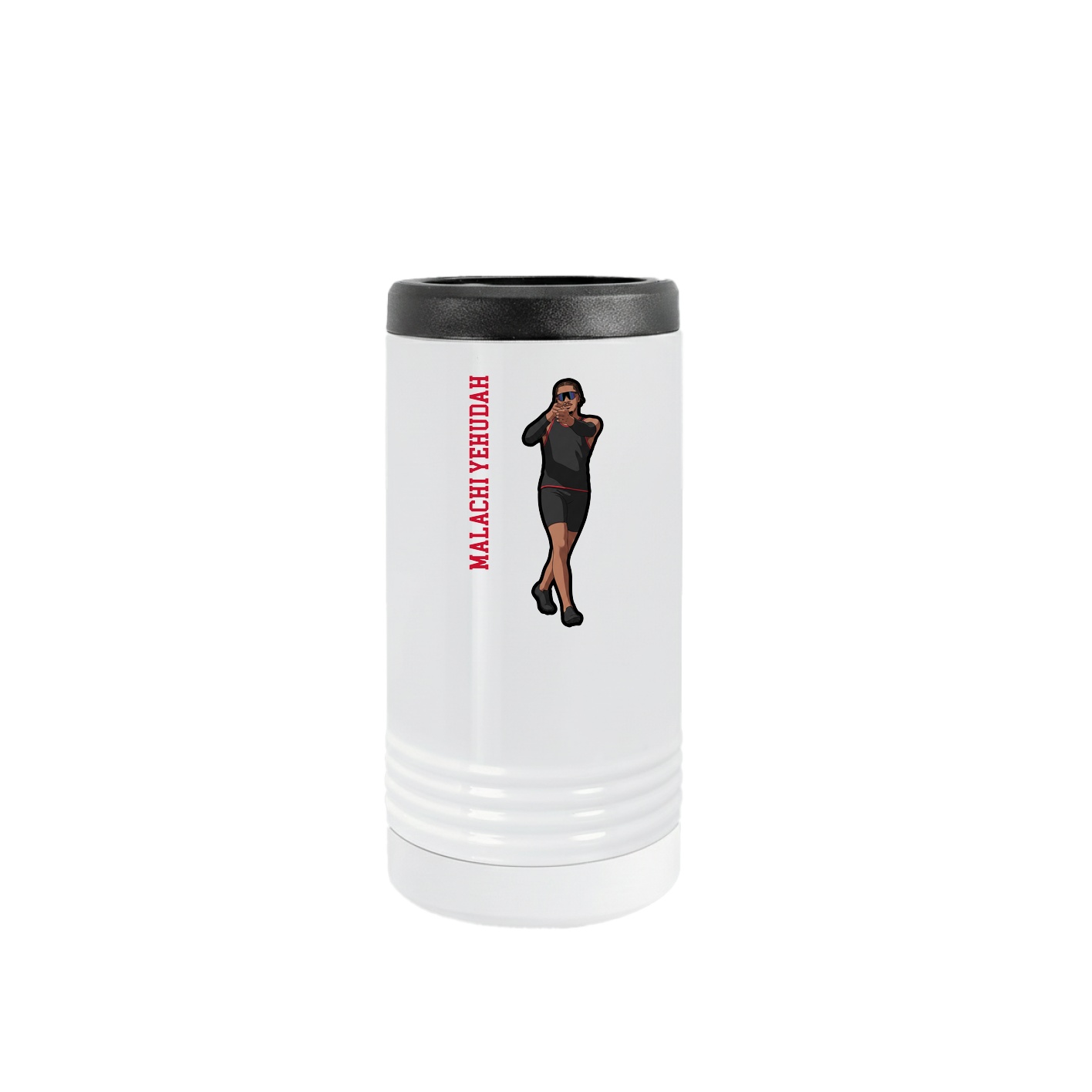 Slim Beverage Holder — Name Vertical in White