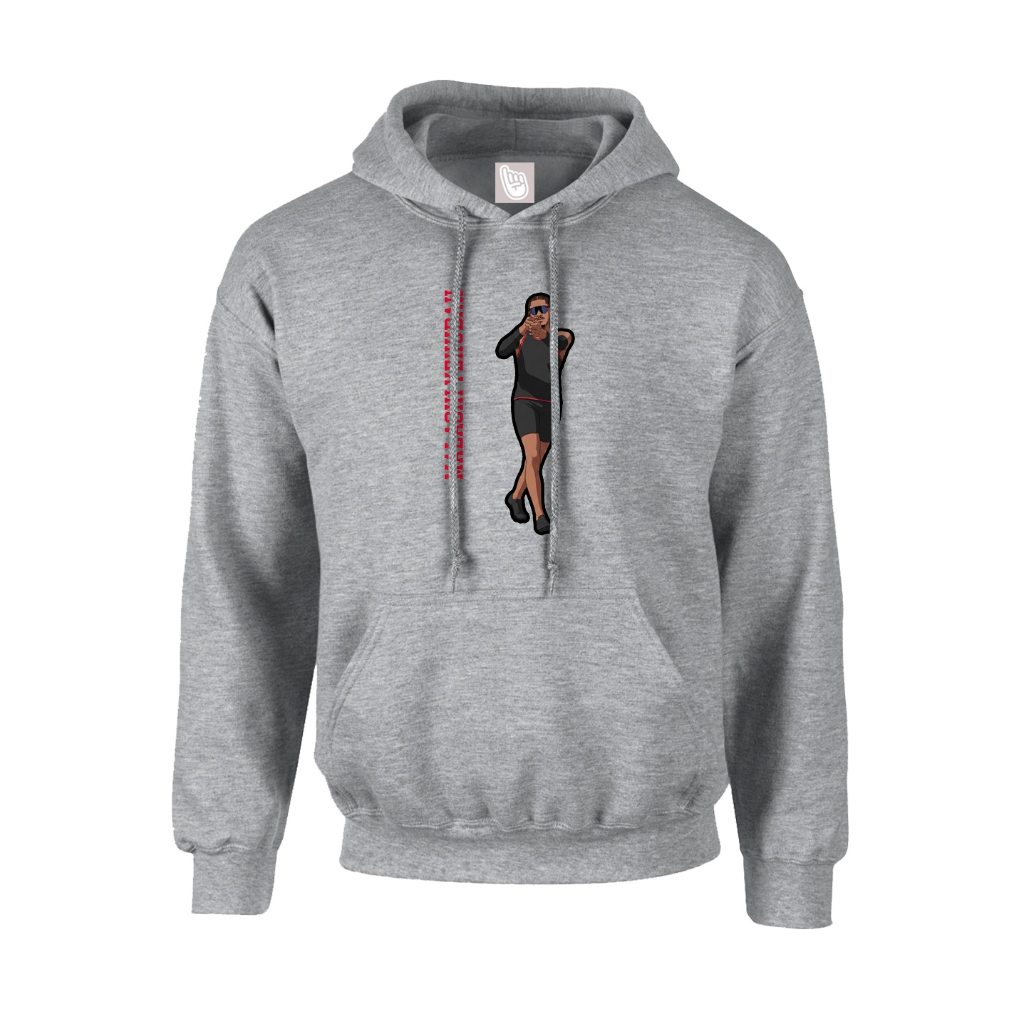 Youth Hoodie — Name Vertical in Grey