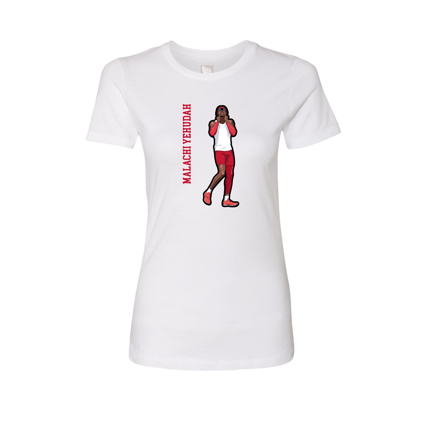 Fitted Women's Tee — Name Vertical in White