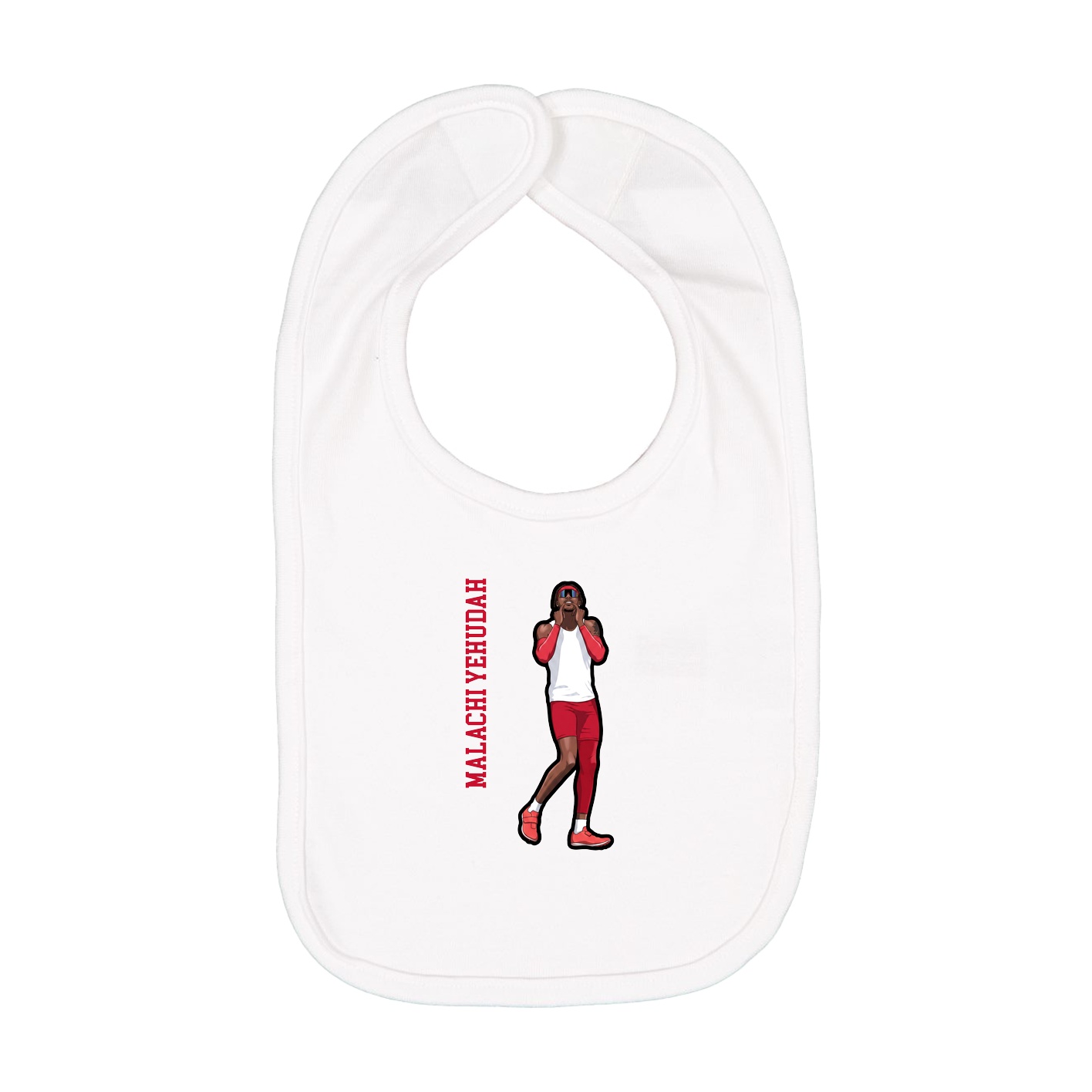 Infant Bib — Name Vertical in White