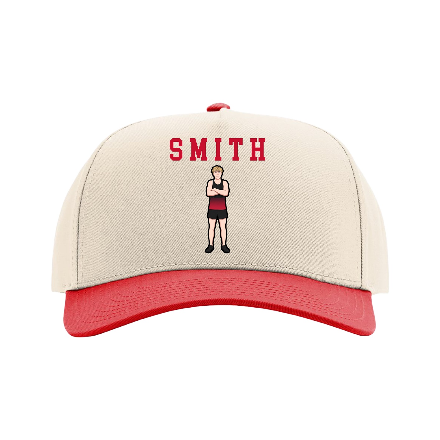 Full Fabric Five-Panel Champ Cap — Shirsey in Cream/Red