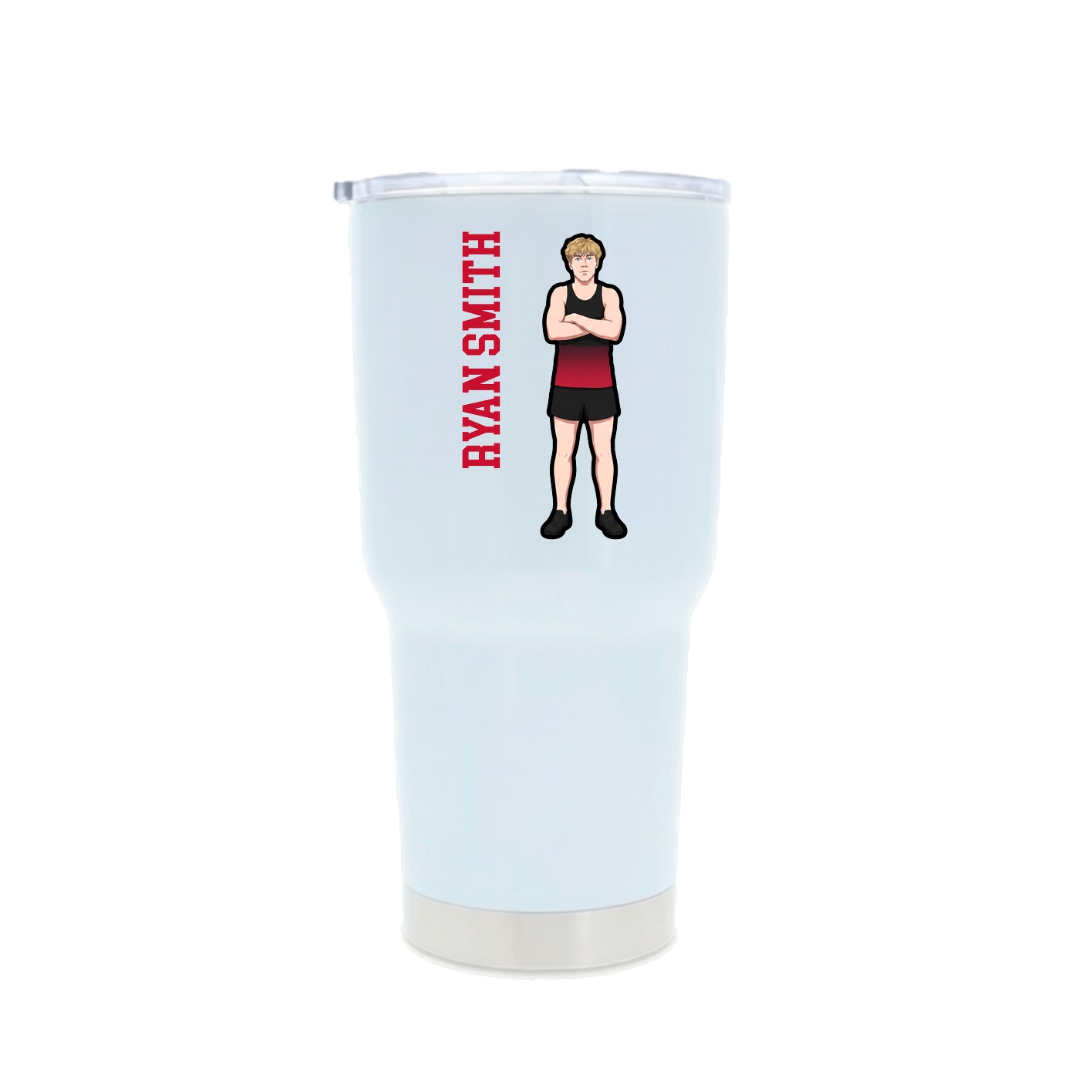 30oz Stainless Steel Tumbler — Name Vertical in White